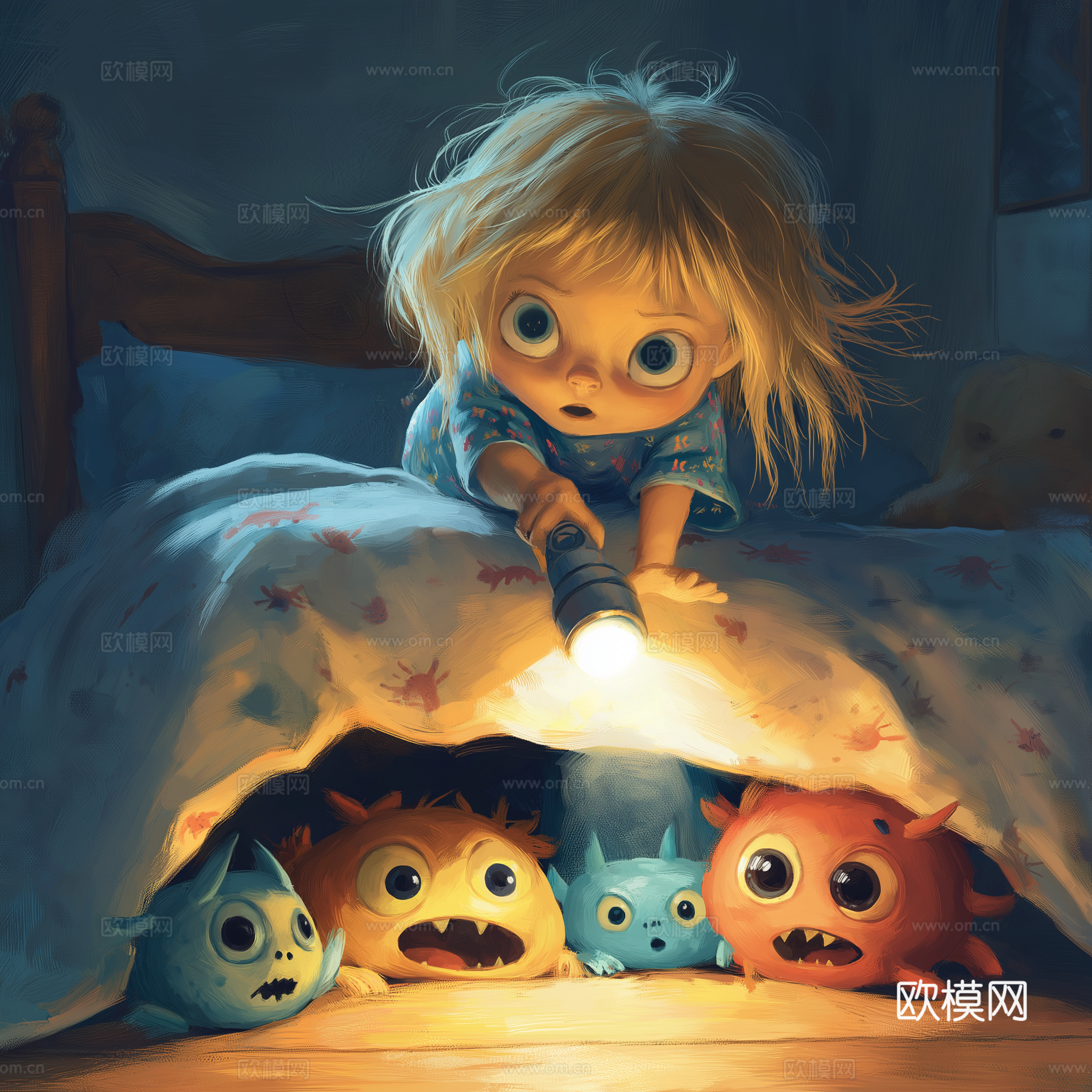 童趣卡通儿童房人物挂画下载（渲染图8）