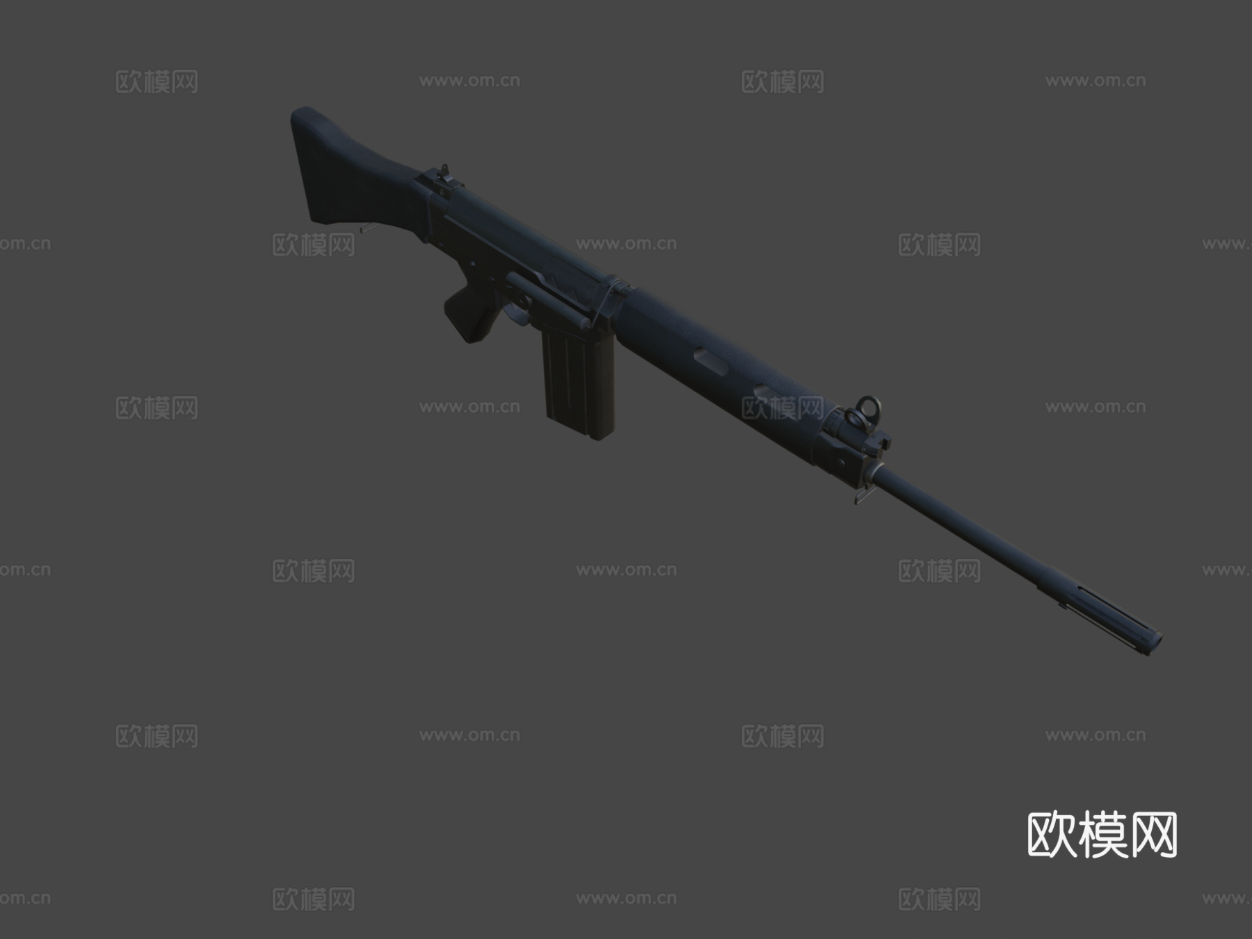 FN FAL 7.62 mm黑色版本3d模型