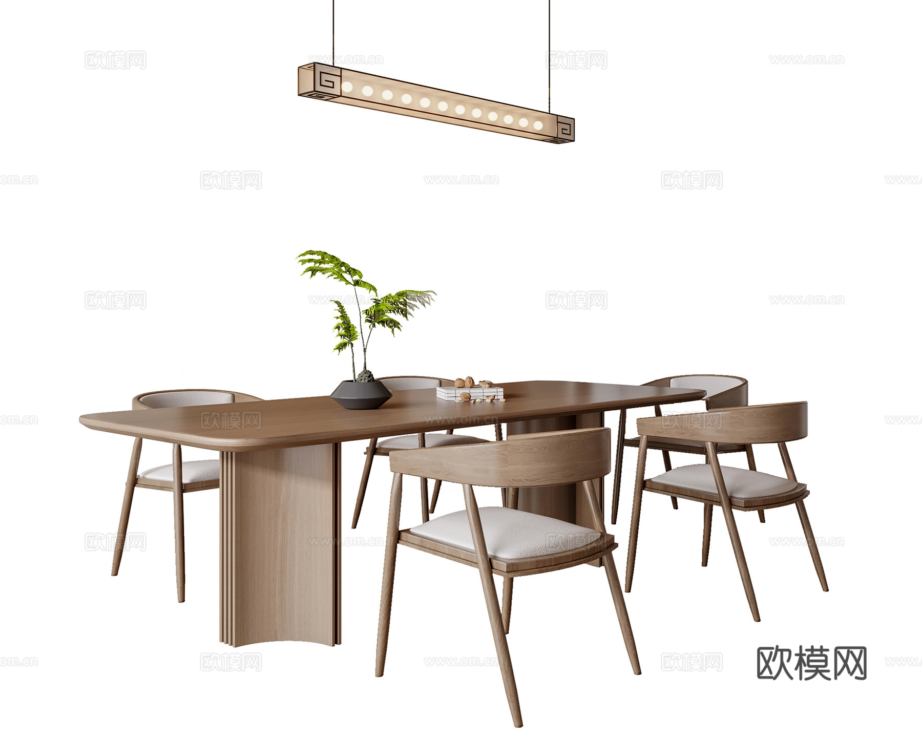 新中式宋式风餐桌椅su模型