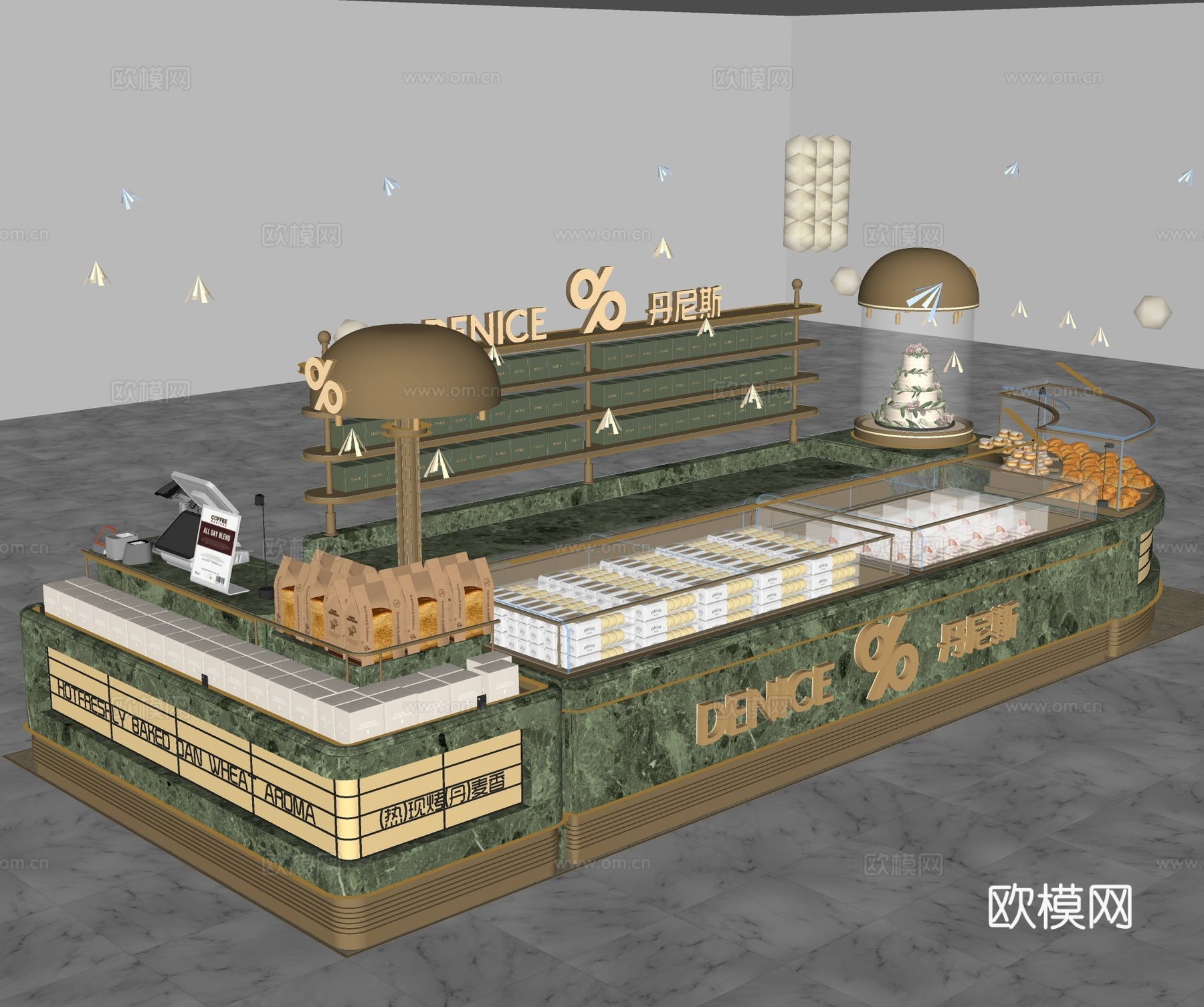 现代甜品店 奶茶店 面包店 咖啡店su模型