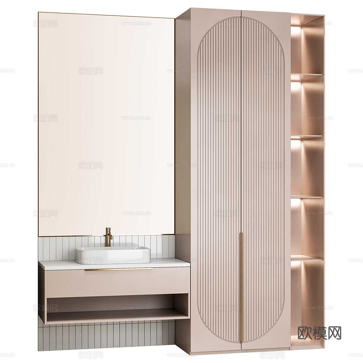 现代奶油风浴室柜3d模型