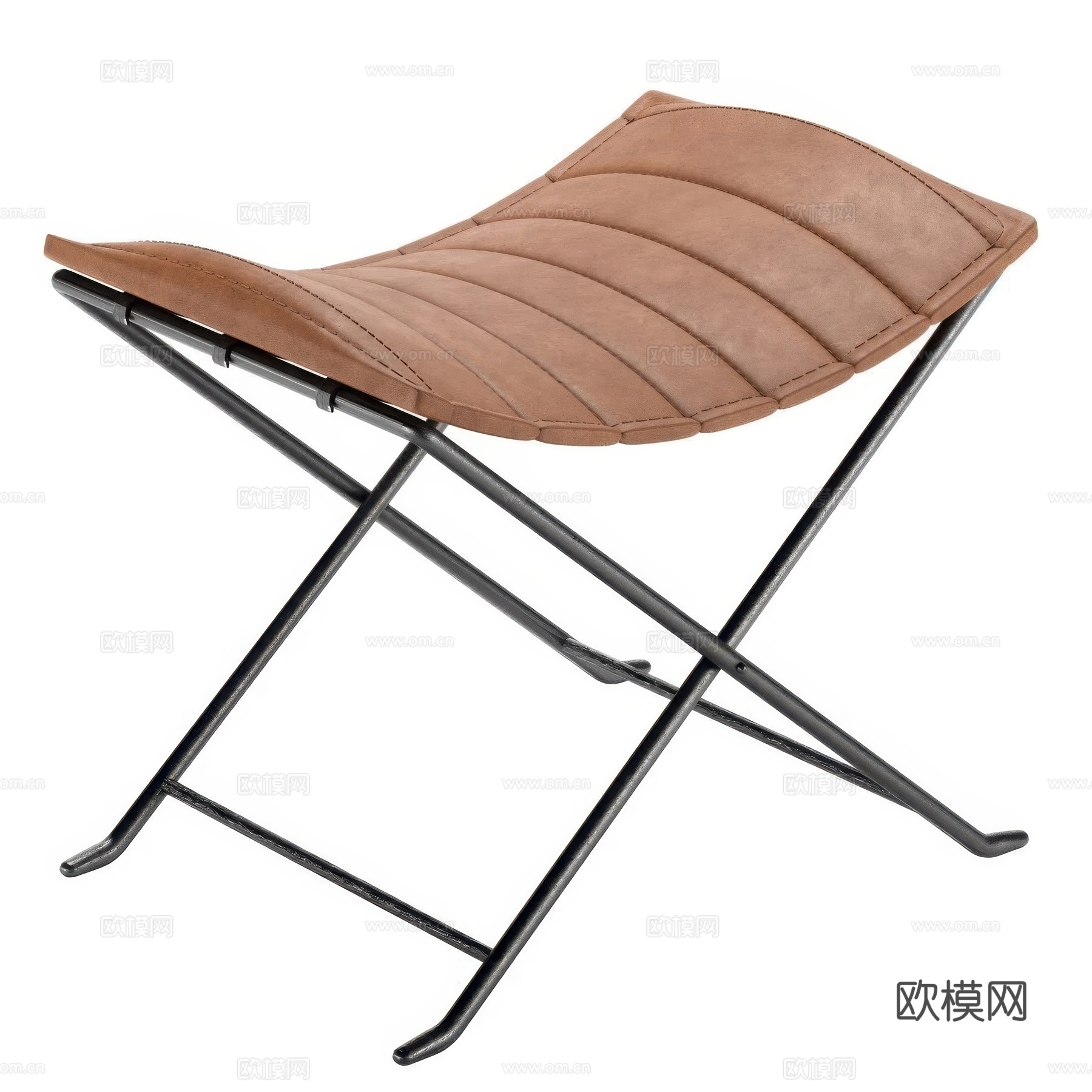 现代意式极简不锈钢皮革凳子3d模型