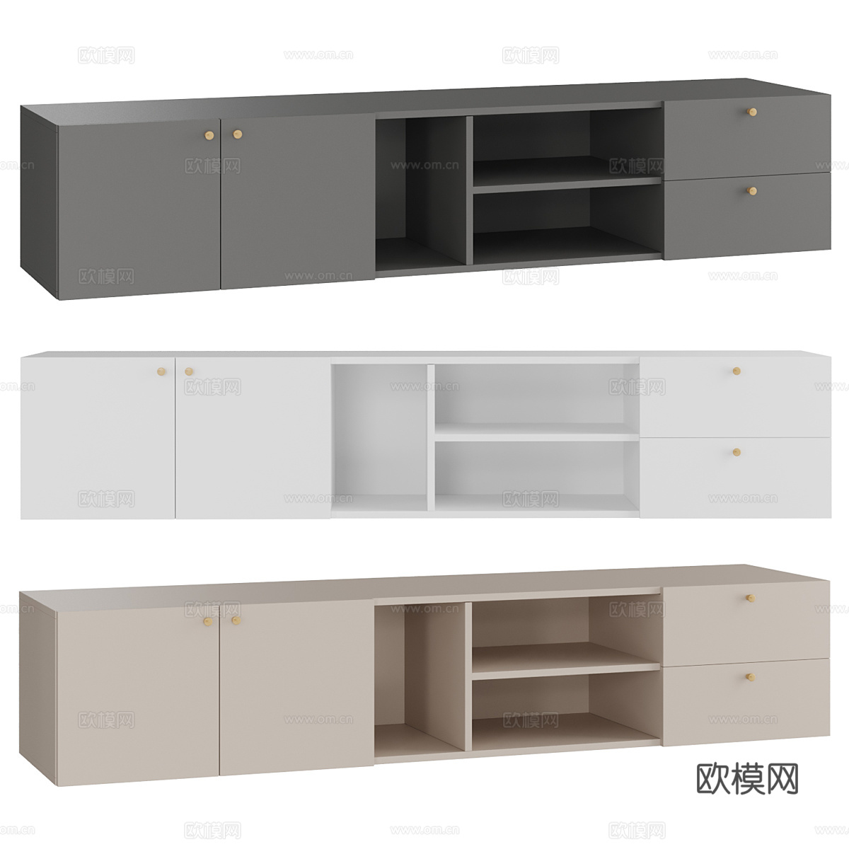 现代北欧原木电视柜3d模型