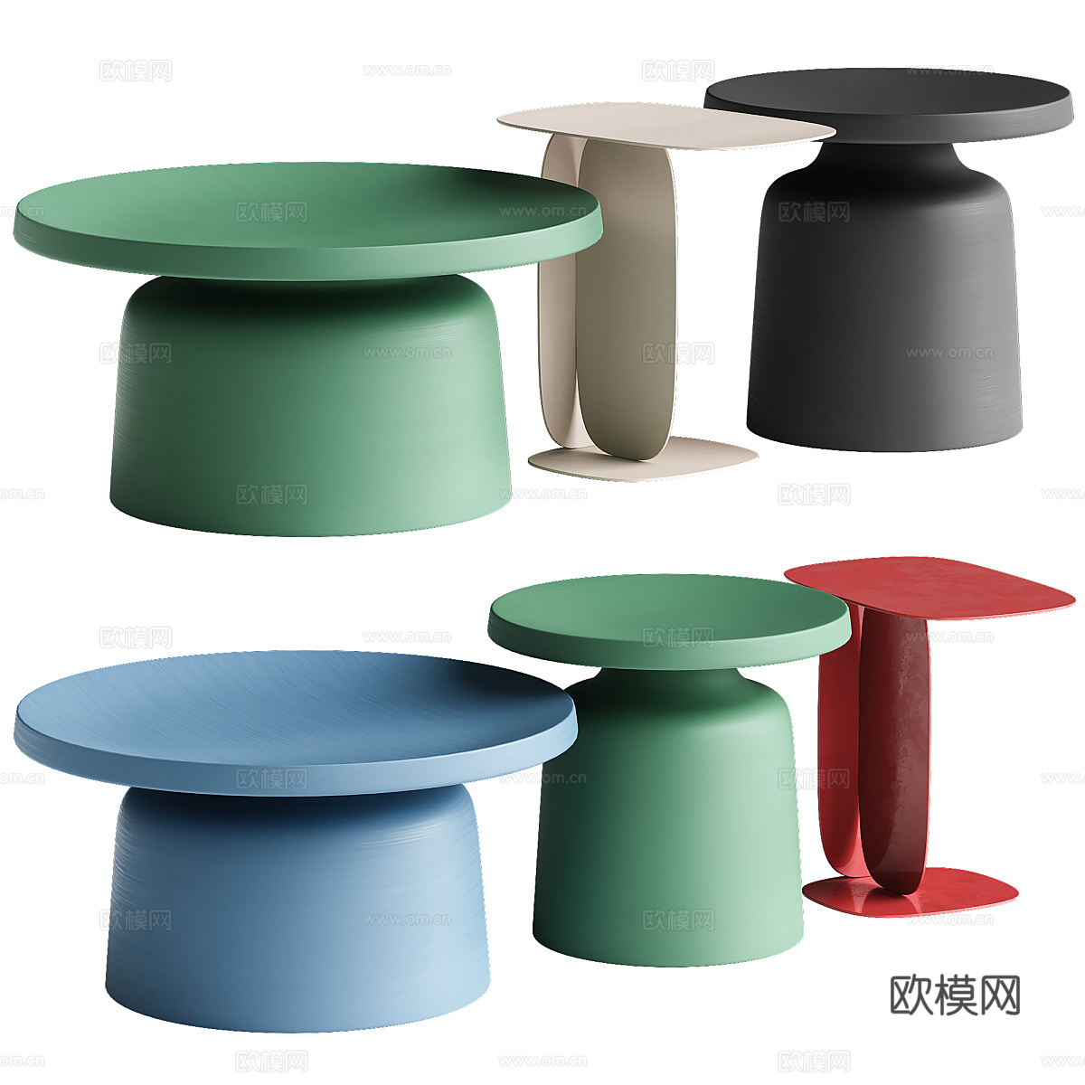 现代奶油风亚克力茶几3d模型