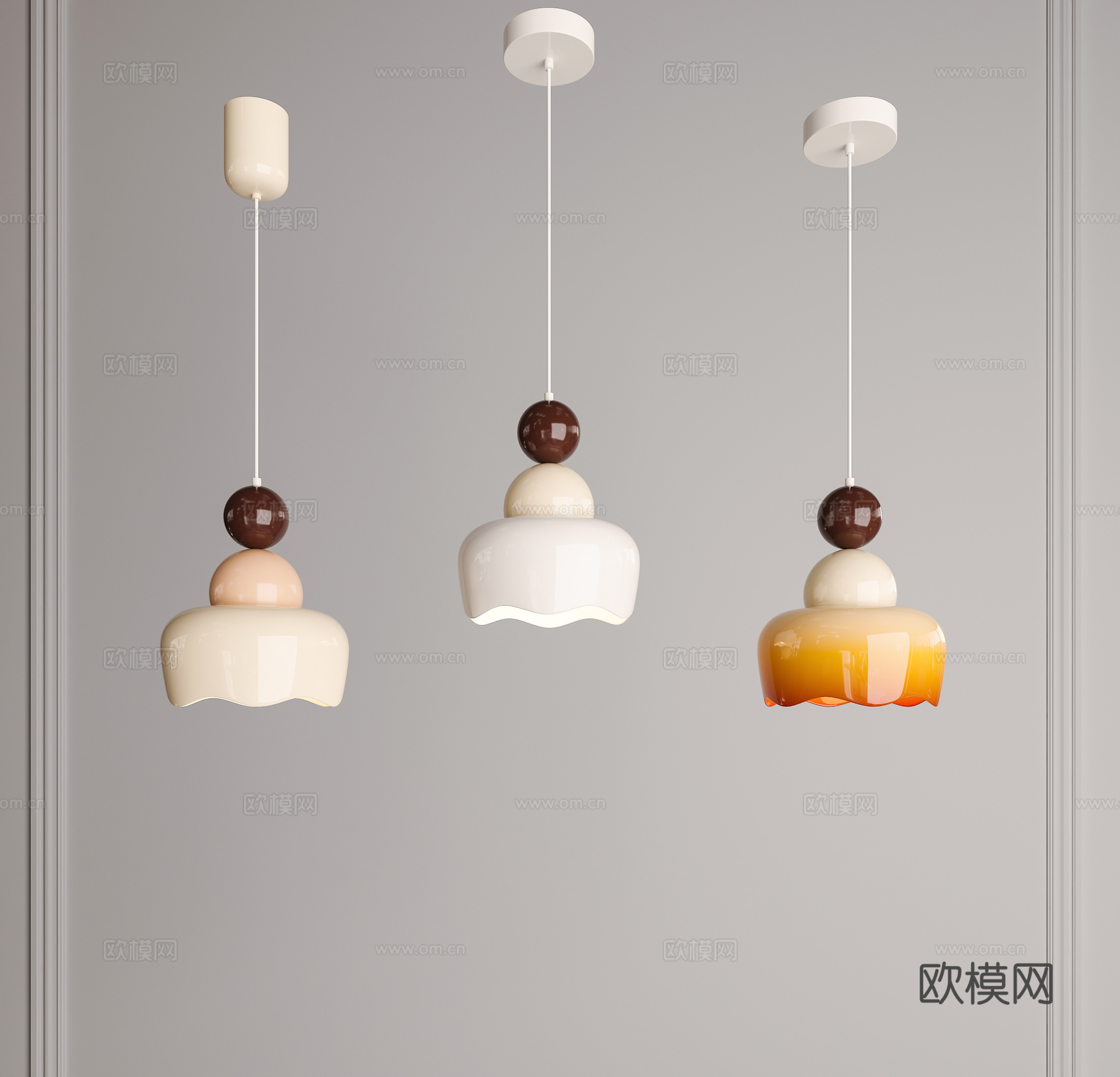 中古吊灯 奶油风吊灯 餐厅吊灯 小吊灯 床头吊灯 吧台吊灯3d模型