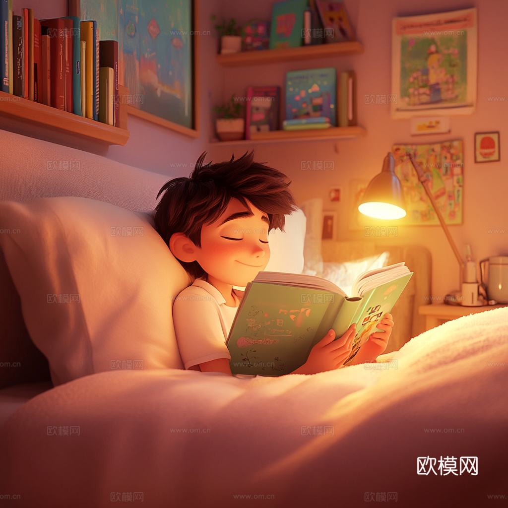 童趣卡通儿童房人物挂画下载（渲染图1）