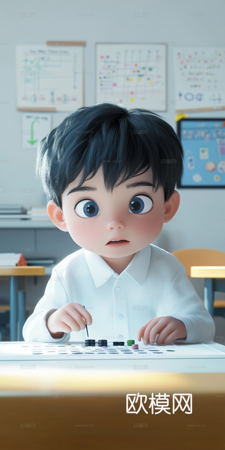 童趣卡通儿童房人物挂画下载（渲染图2）