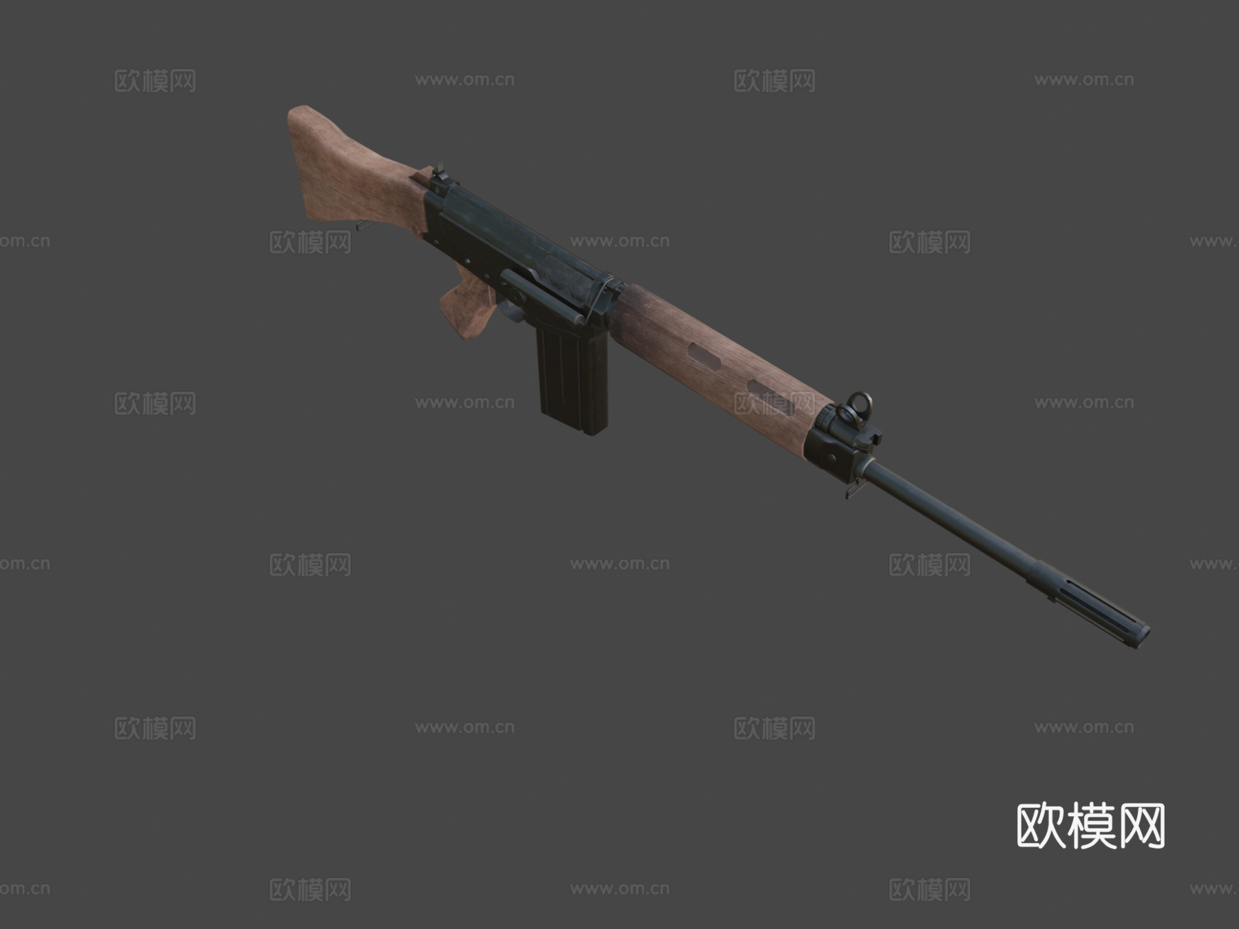 FN FAL 7.62mm木制版本3d模型