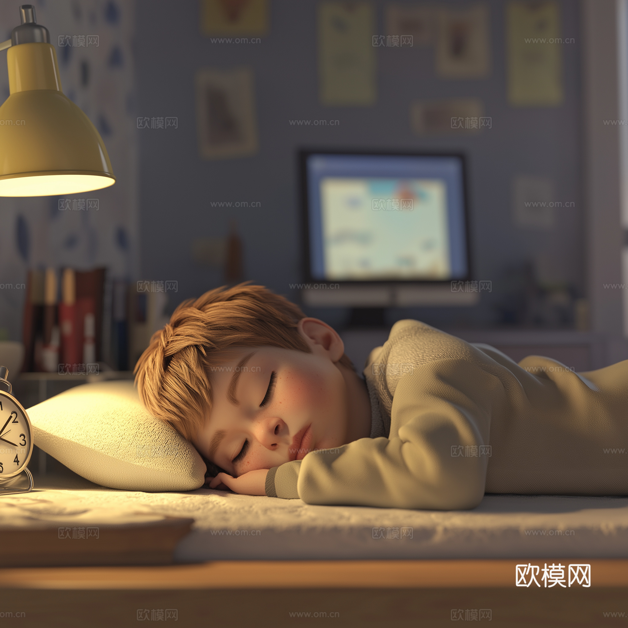 童趣卡通儿童房人物挂画下载（渲染图7）