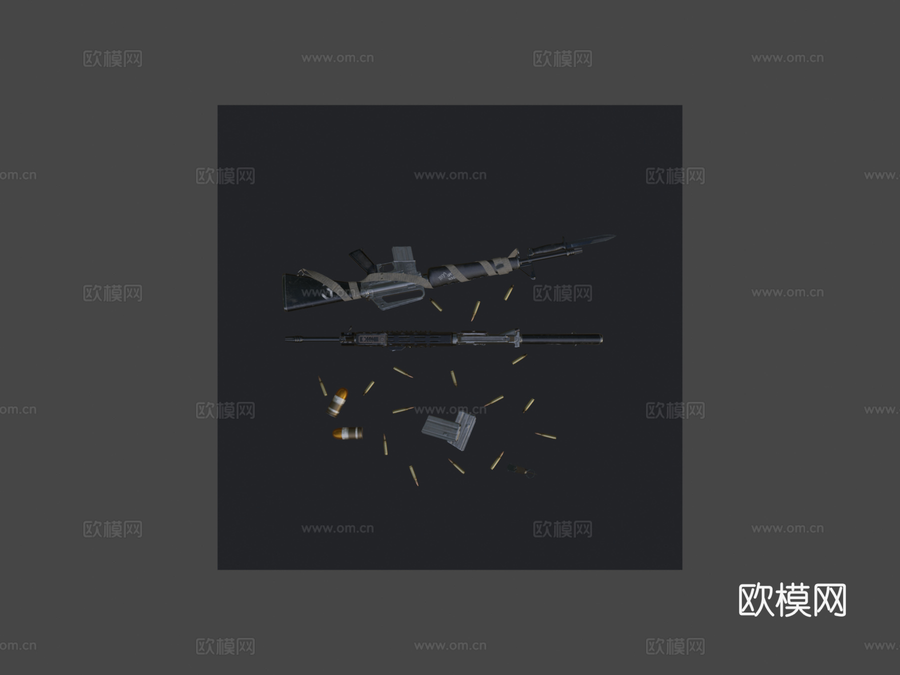 M16A1 可定制3d模型
