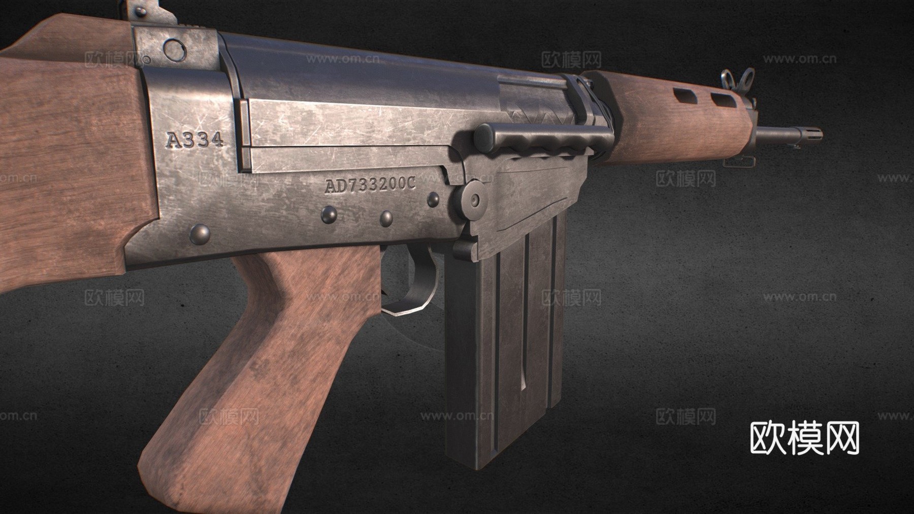 FN FAL 7.62mm木制版本3d模型
