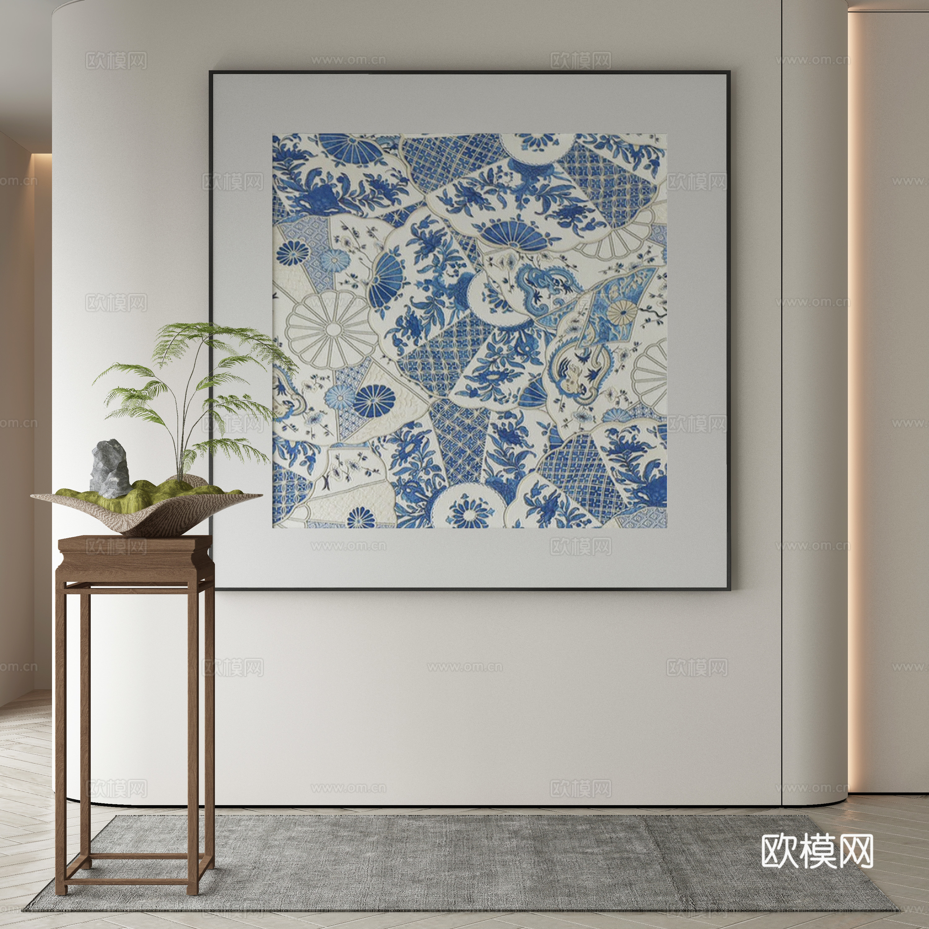 新中式侘寂挂画 油画3d模型