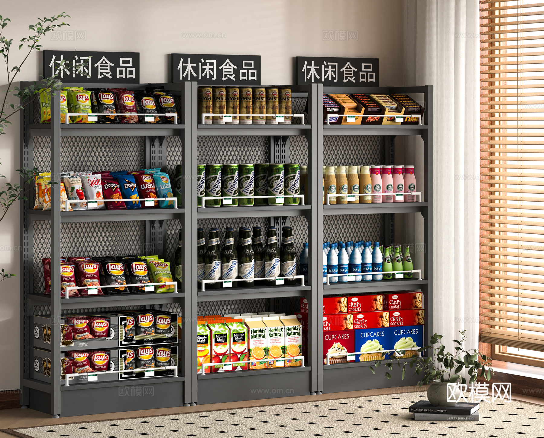 现代超市食品货架3d模型