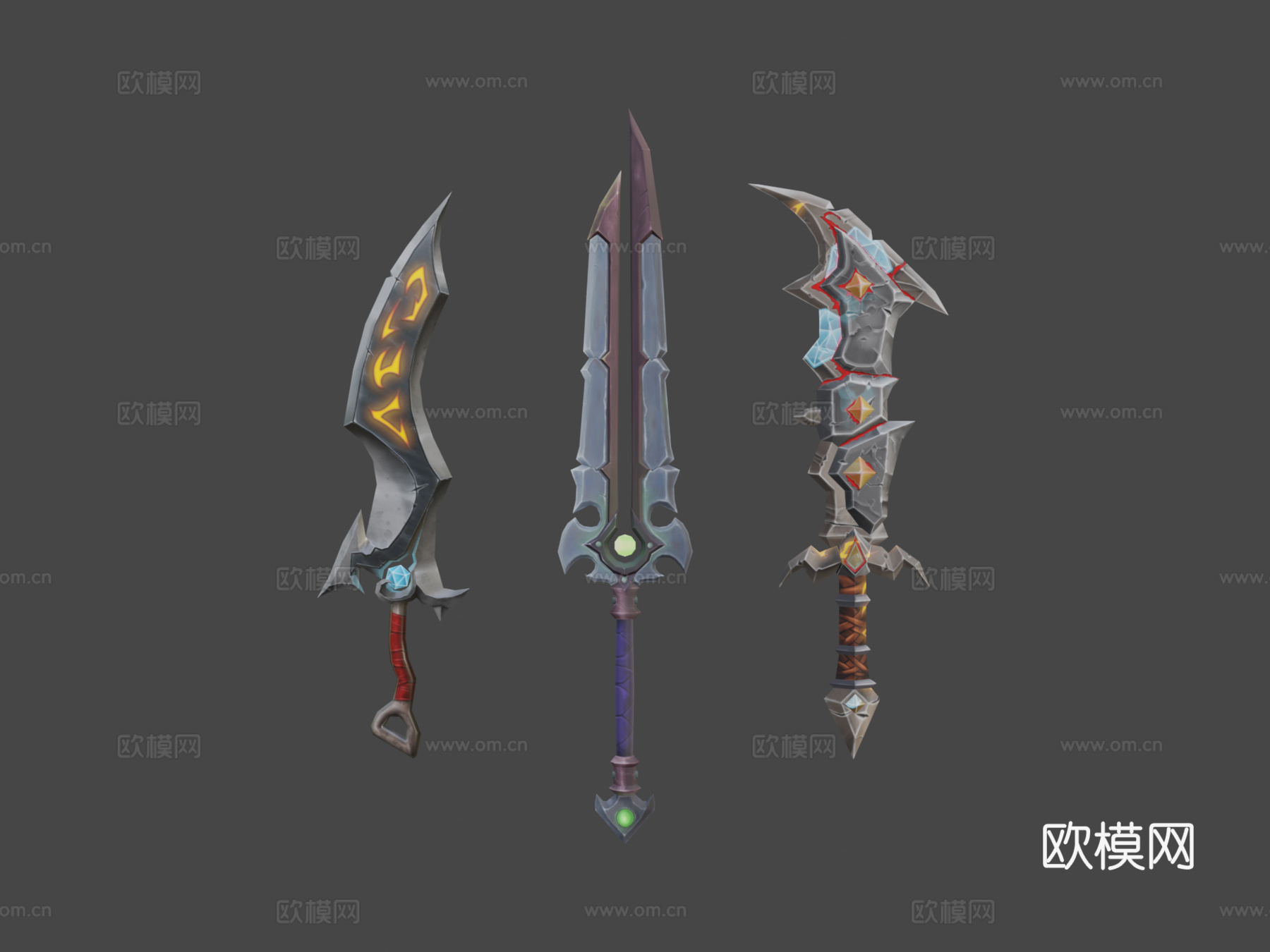 手绘奇幻武器3d模型