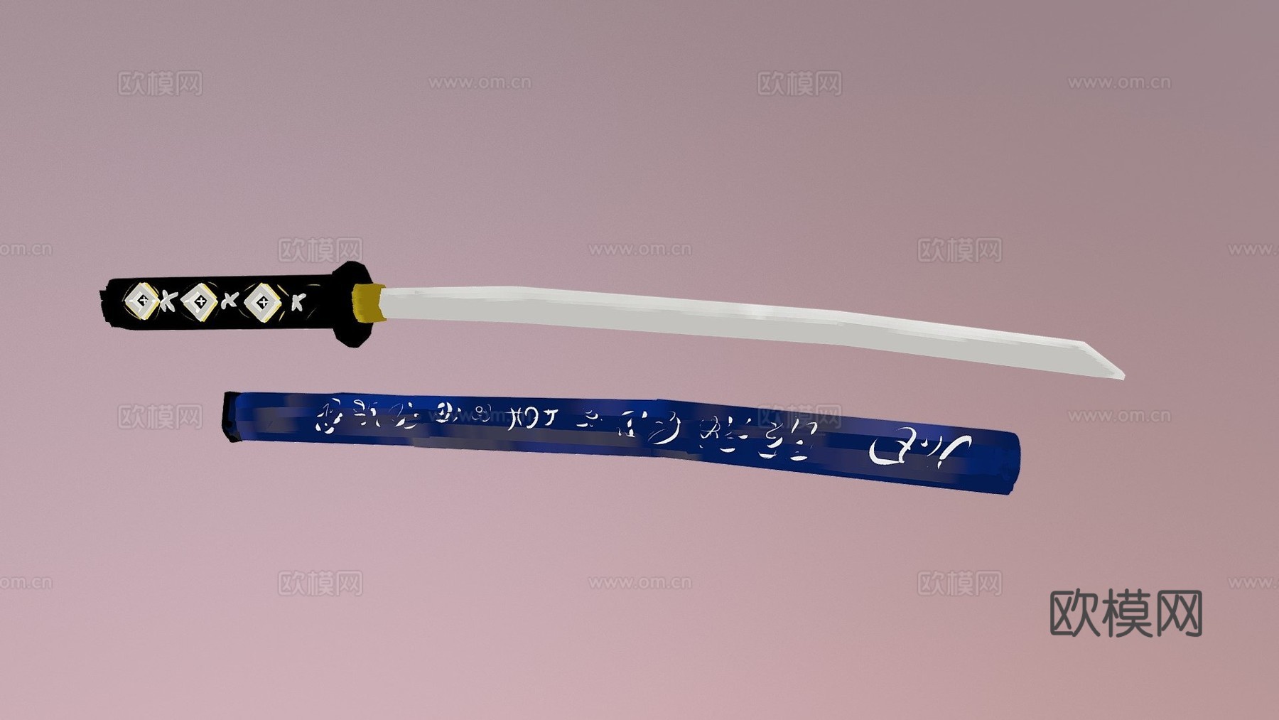 武士刀-羽毛笔3d模型