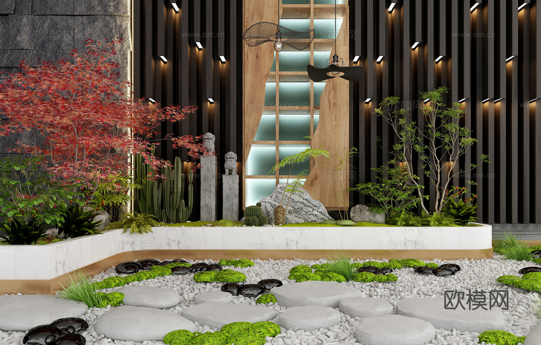 现代植物堆造景园艺花圃3d模型