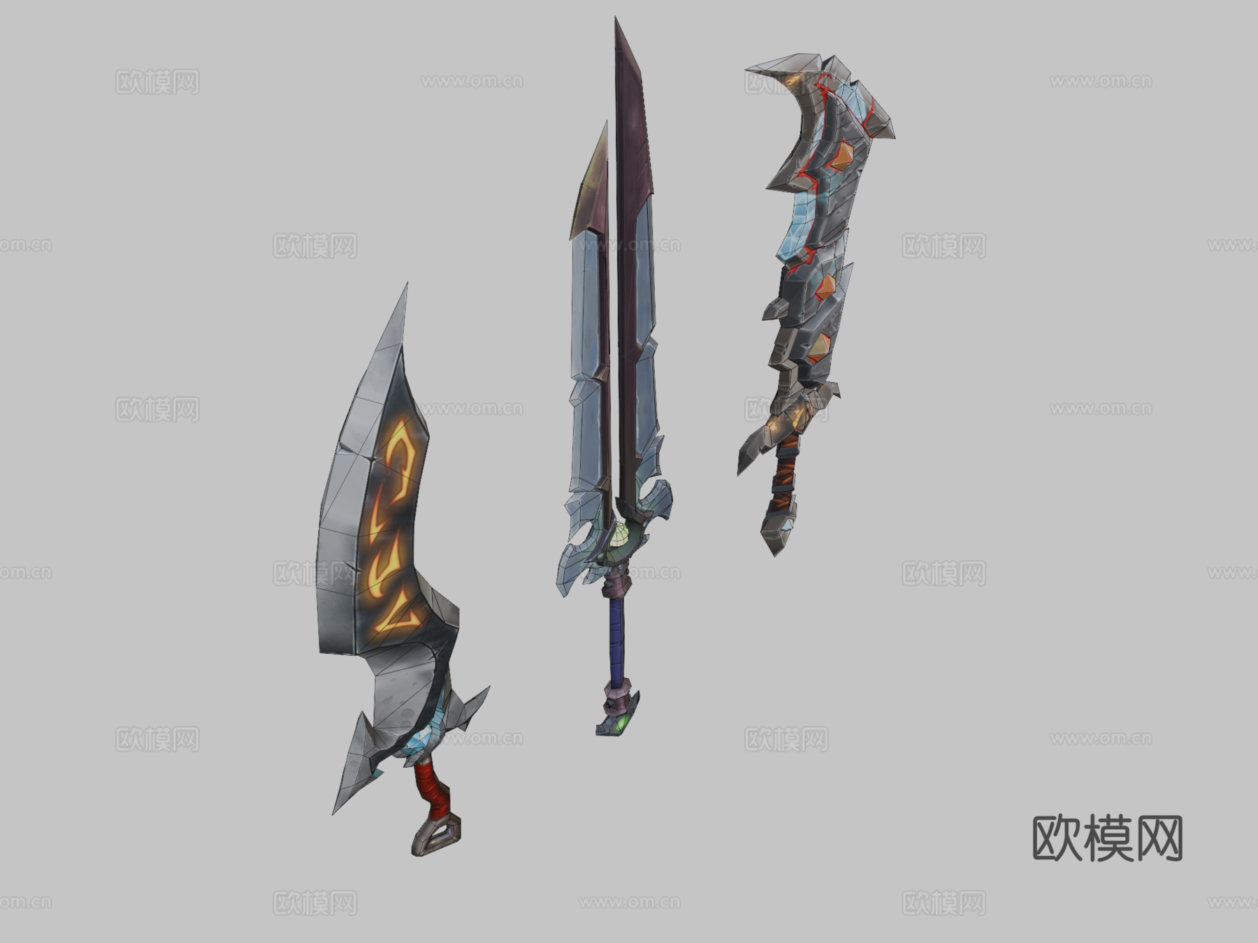 手绘奇幻武器3d模型