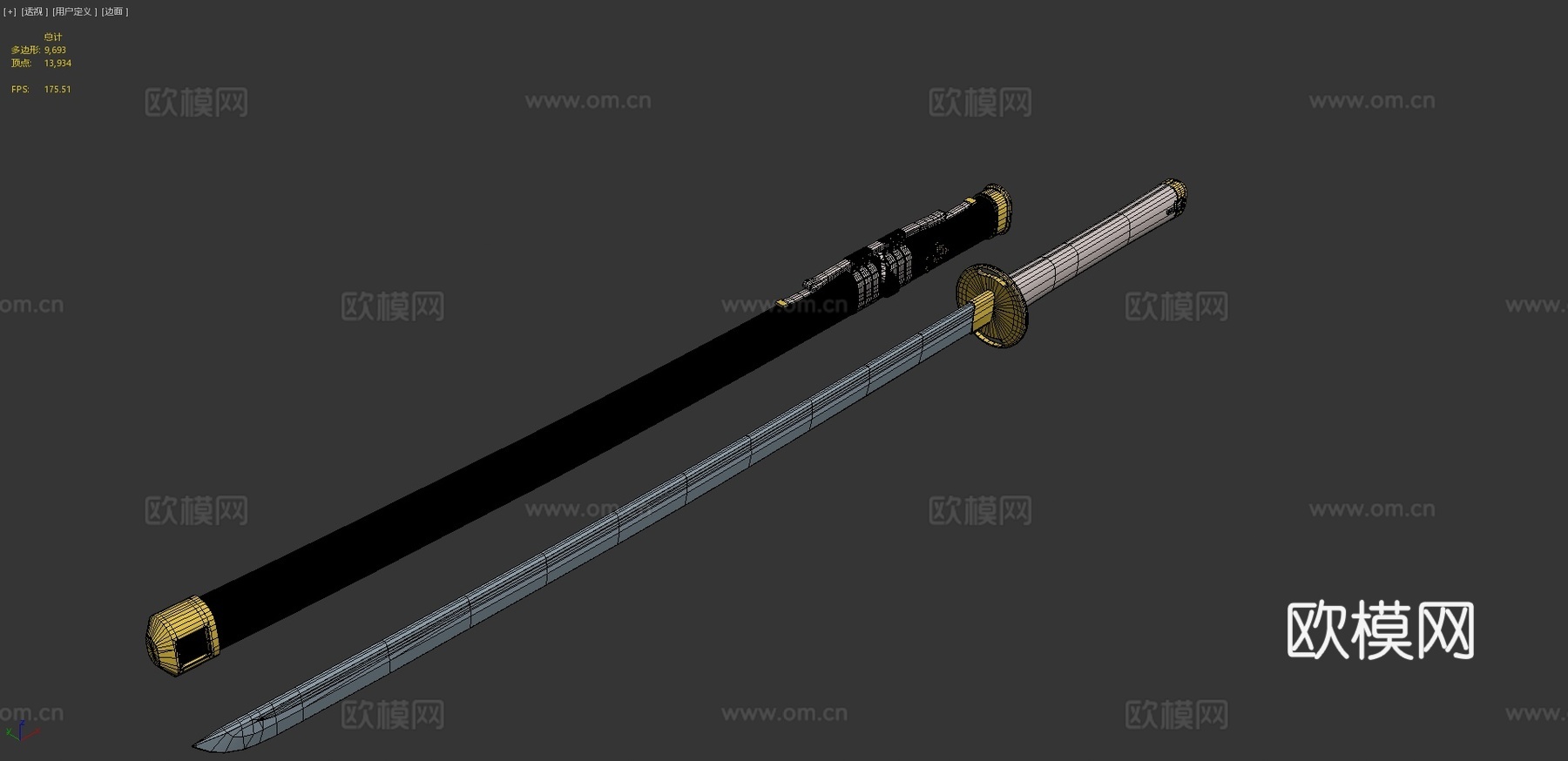 武士刀低模制作中su模型