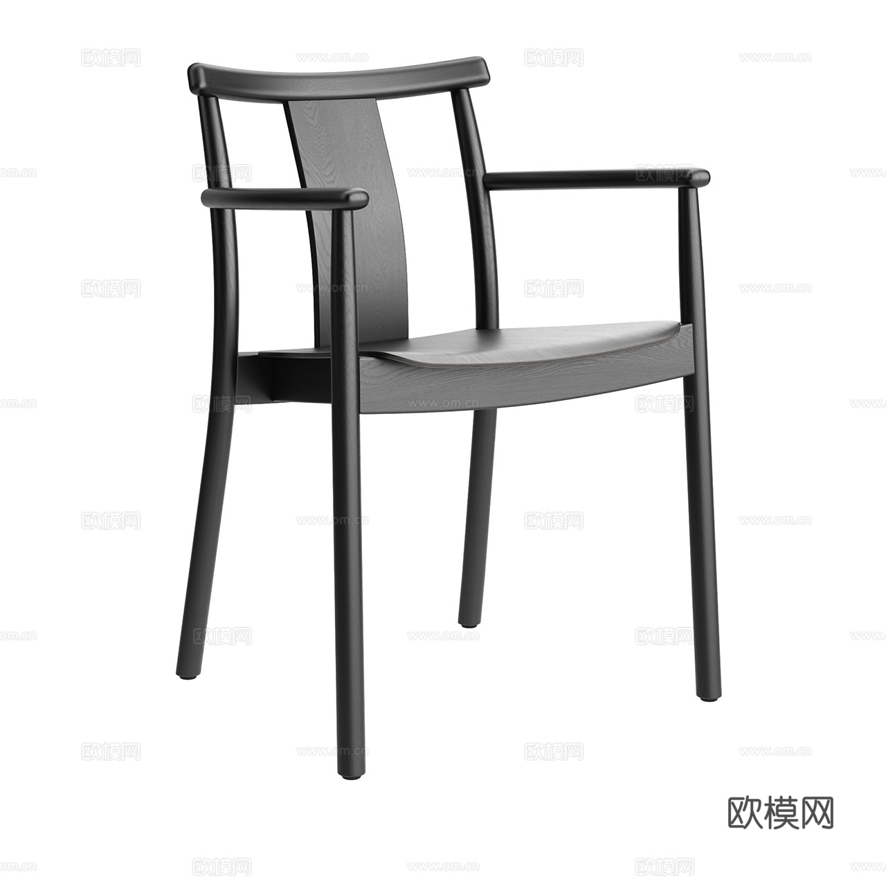 Menu 新中式餐椅 复古餐椅 单椅 木椅 扶手椅 胡桃木3d模型