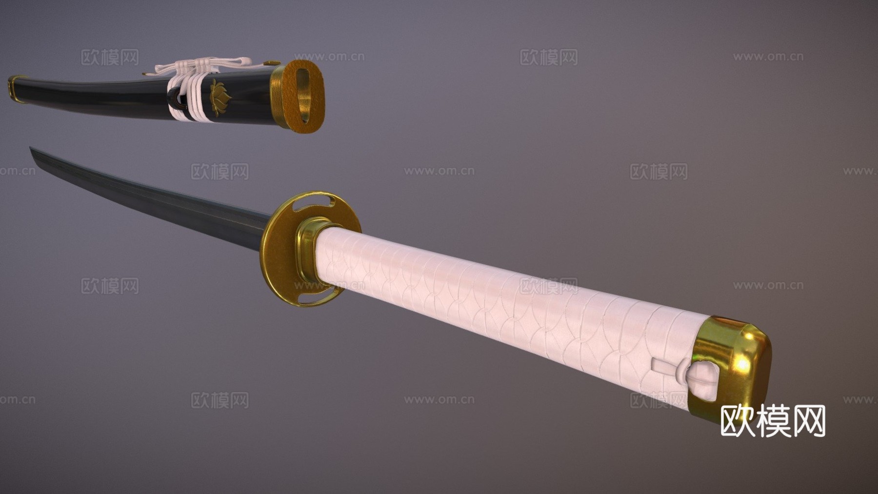 武士刀低模制作中3d模型