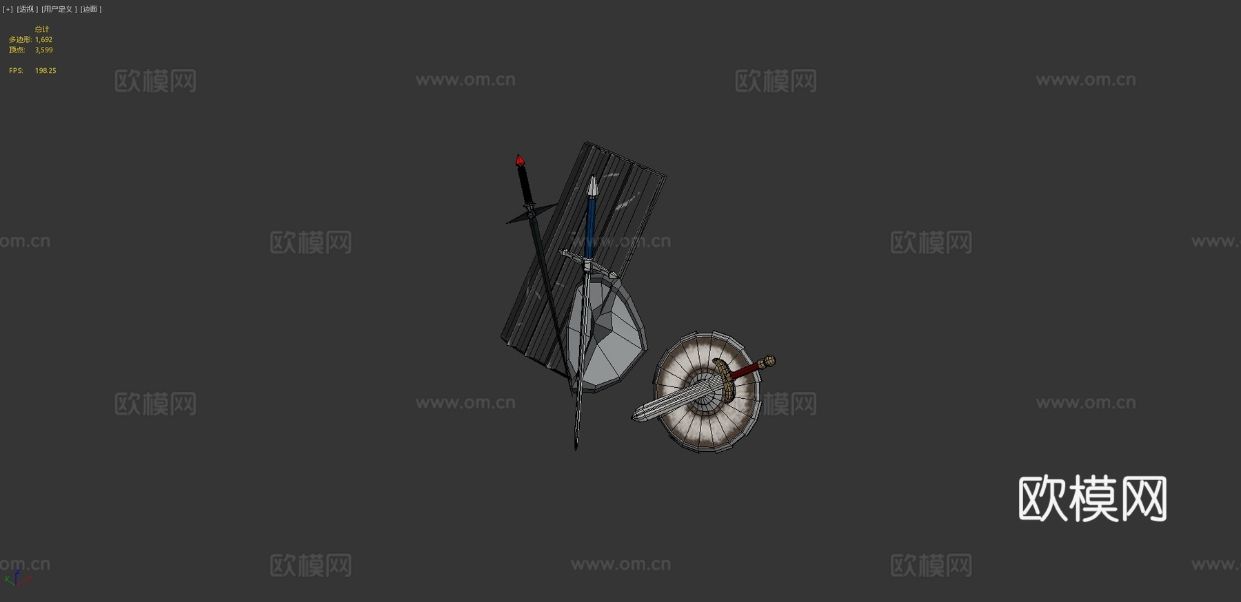 中世纪奇幻武器-6件道具3d模型