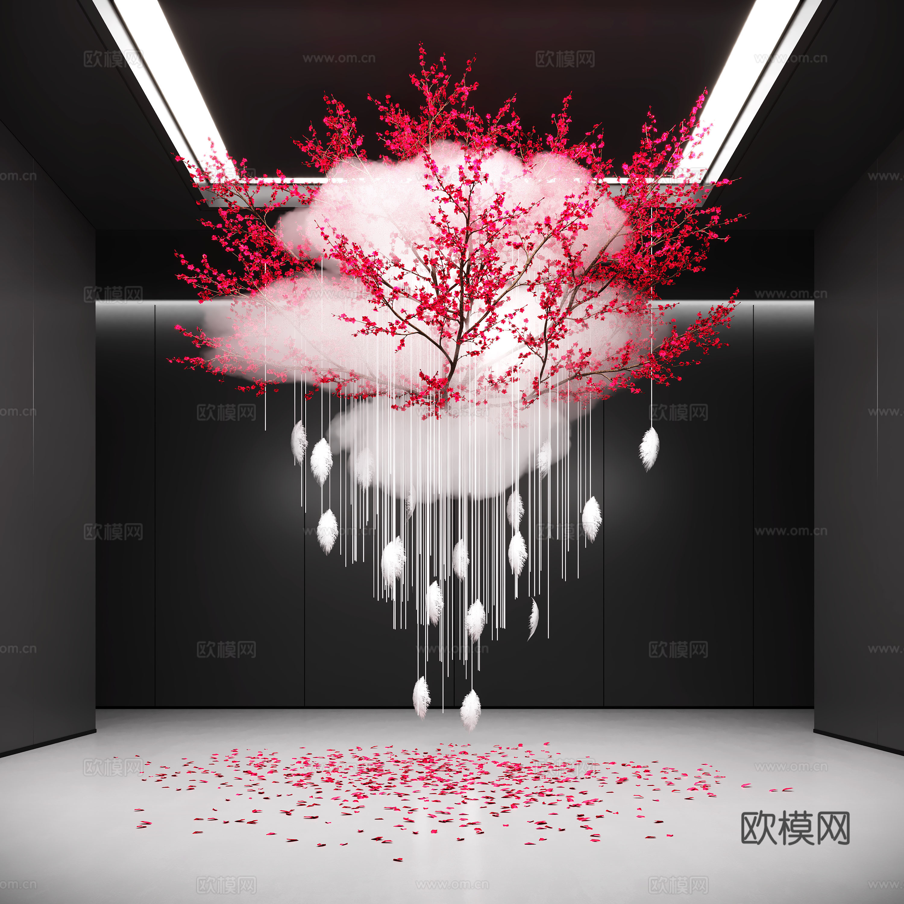现代艺术装置 云朵装置 花艺装置su模型