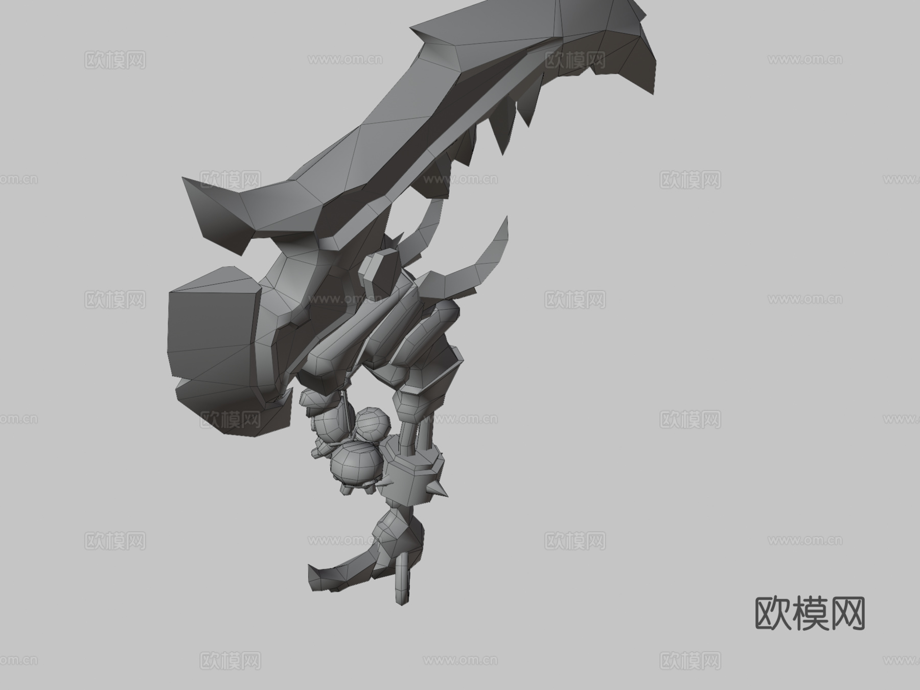 魔兽风格镰刀3d模型