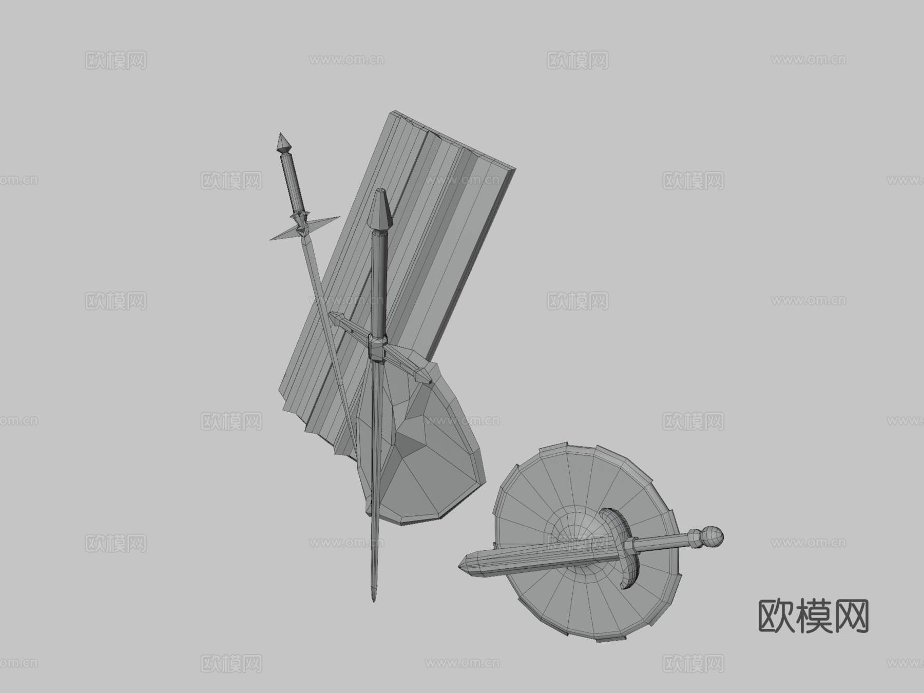 中世纪奇幻武器-6件道具3d模型