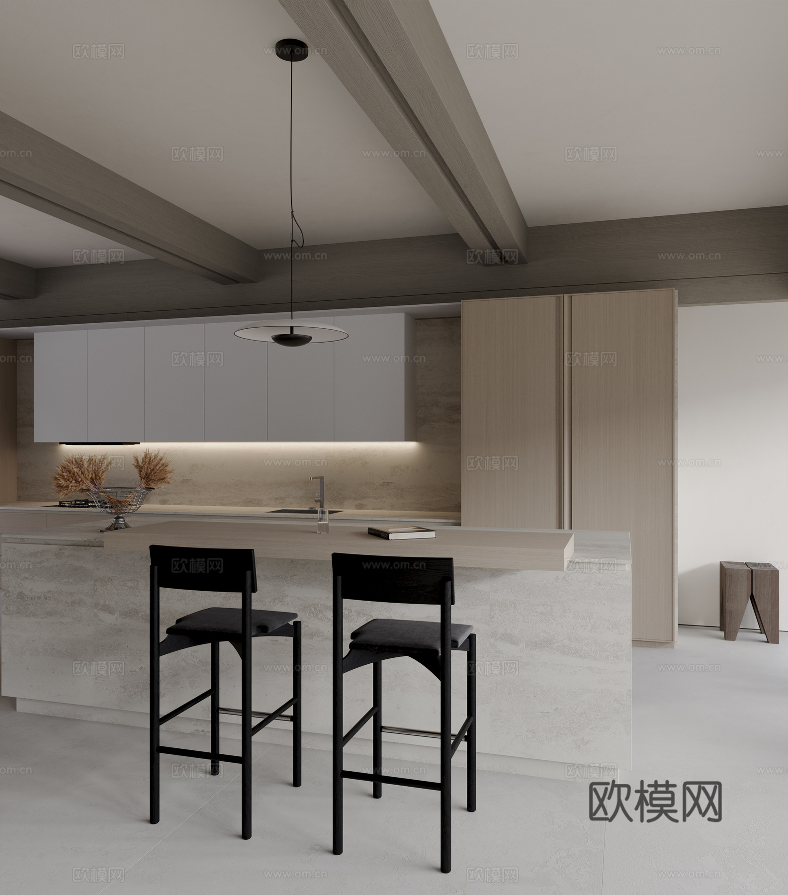 现代意式餐厅厨房3d模型