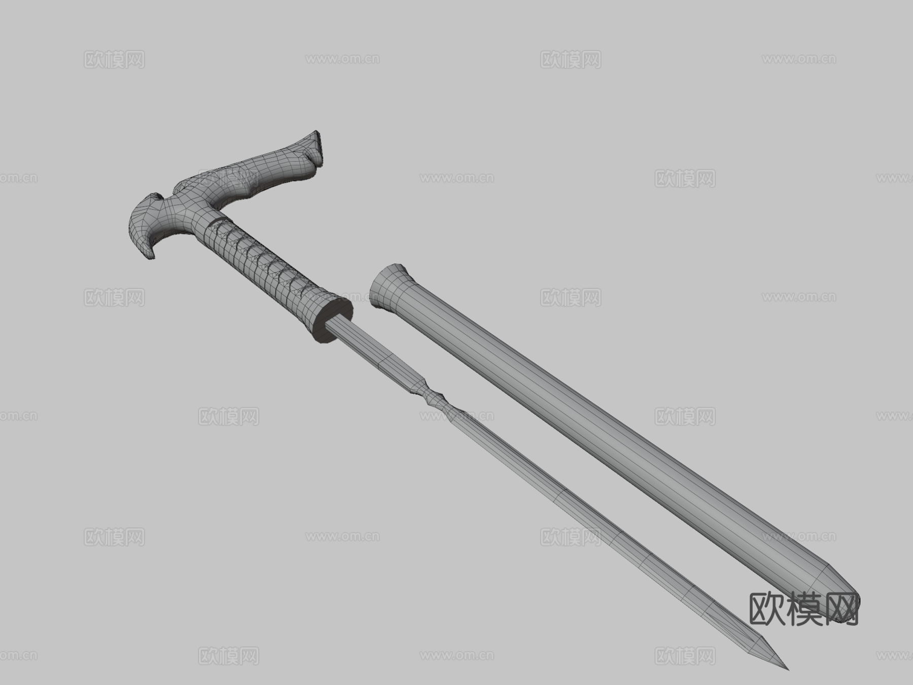 藏刃手杖3d模型