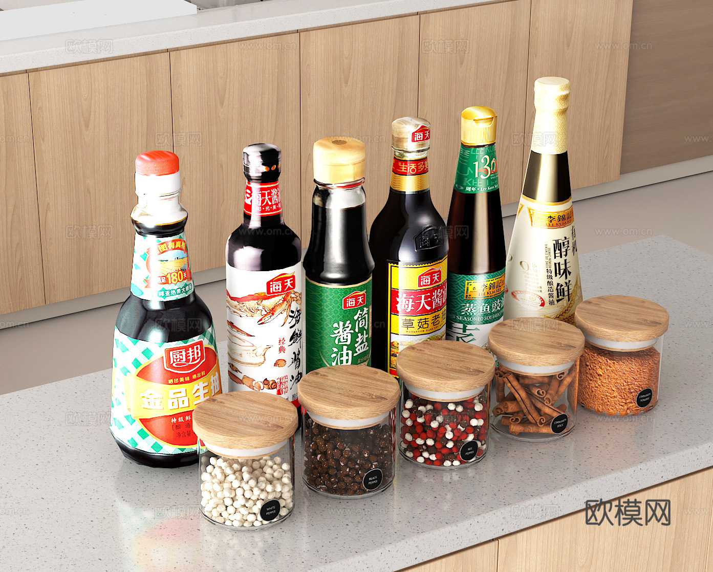厨房调料 调味品生抽老抽 酱油香料辣椒面 烹饪必备3d模型