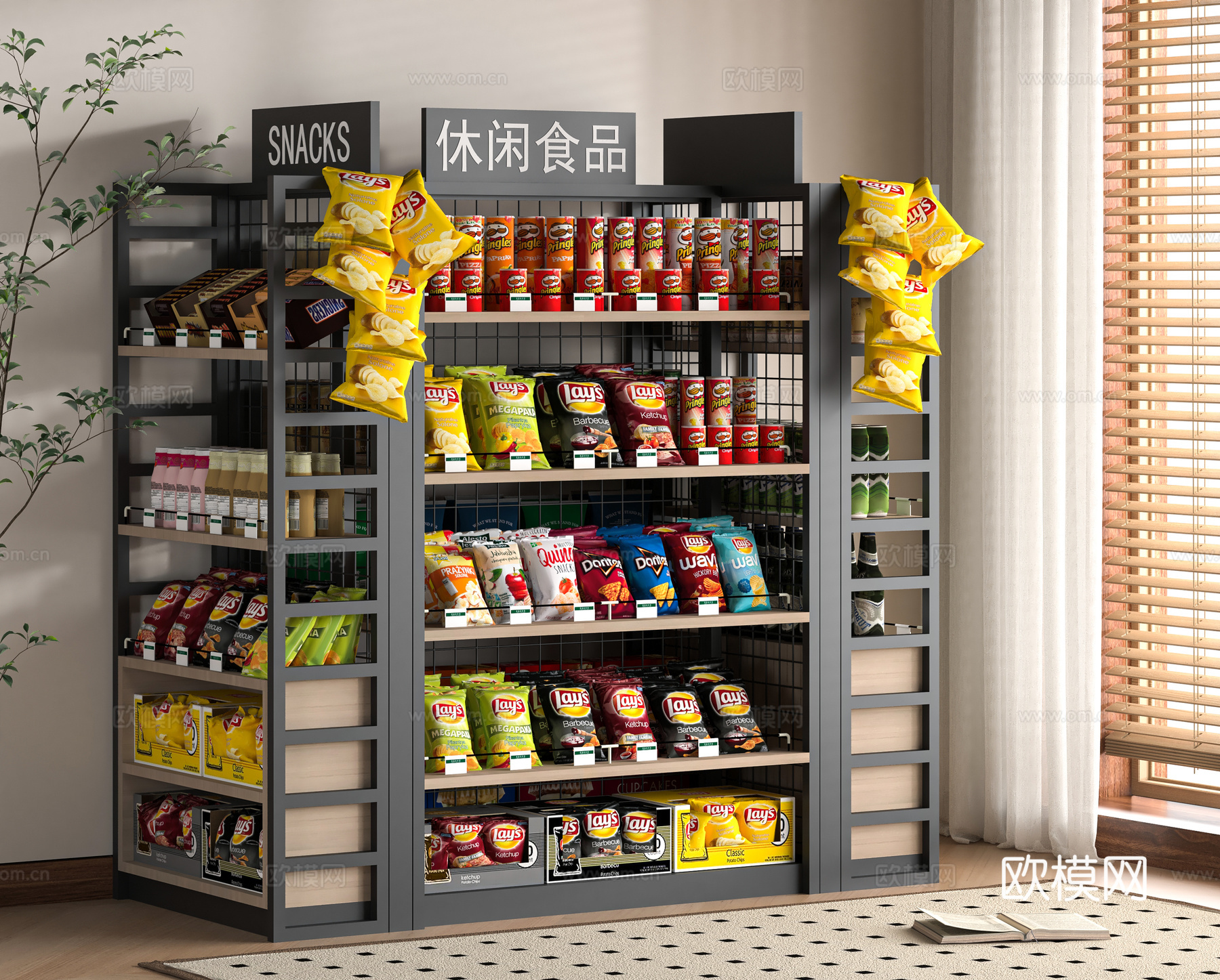 现代超市食品货架3d模型
