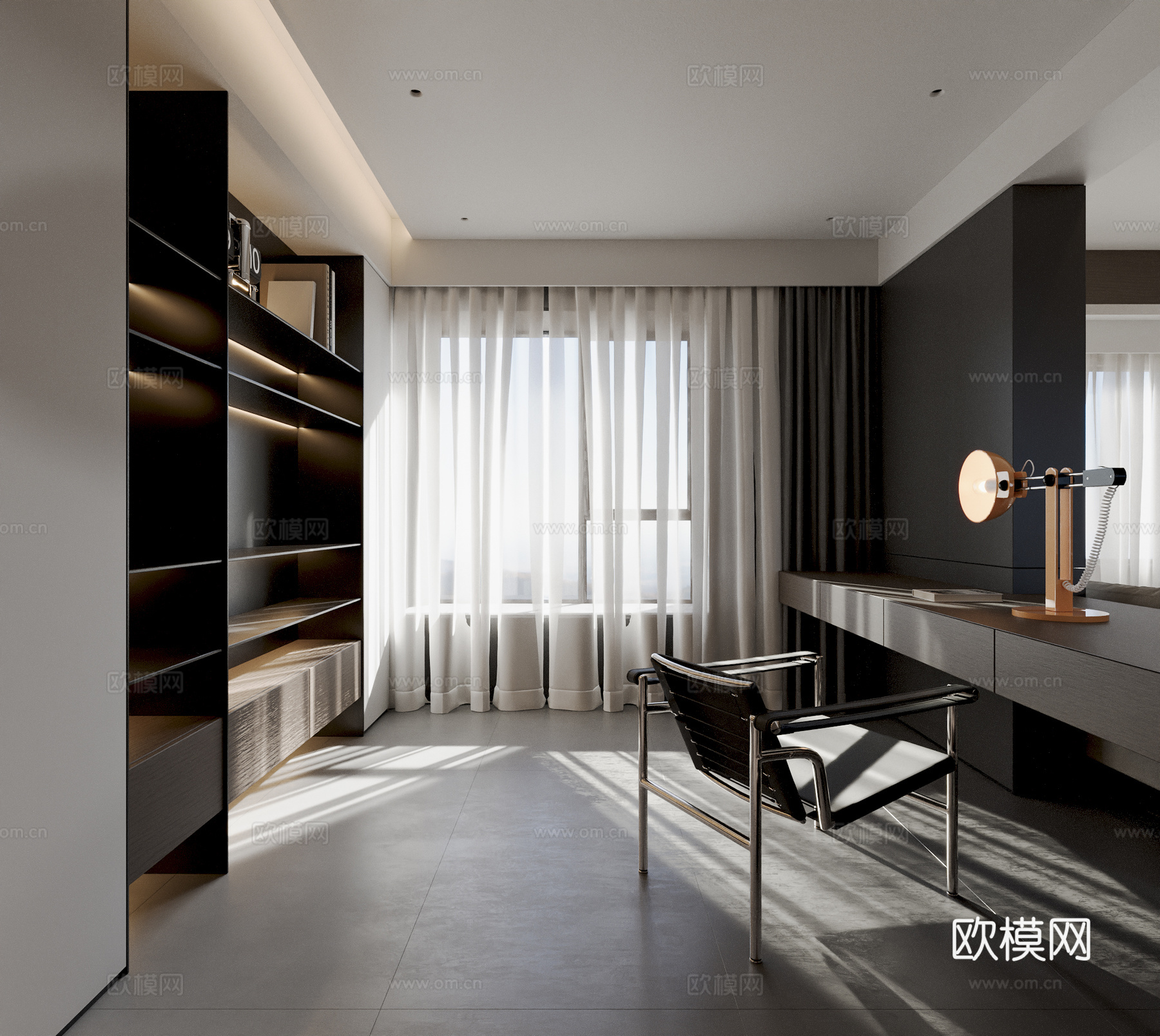 现代意式书房3d模型