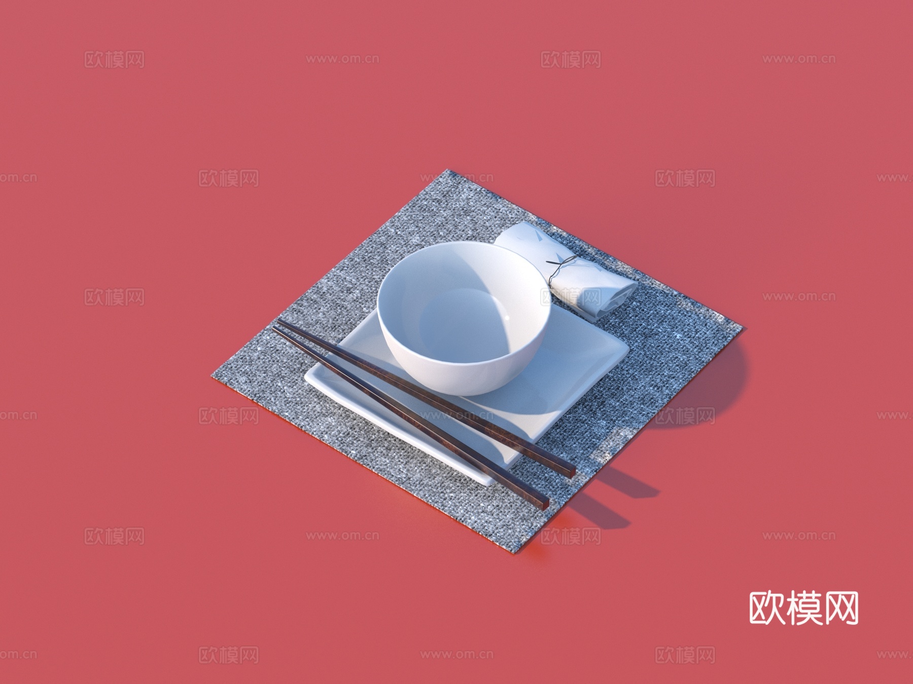 餐具 筷子 碗 盘子 厨房用具3d模型