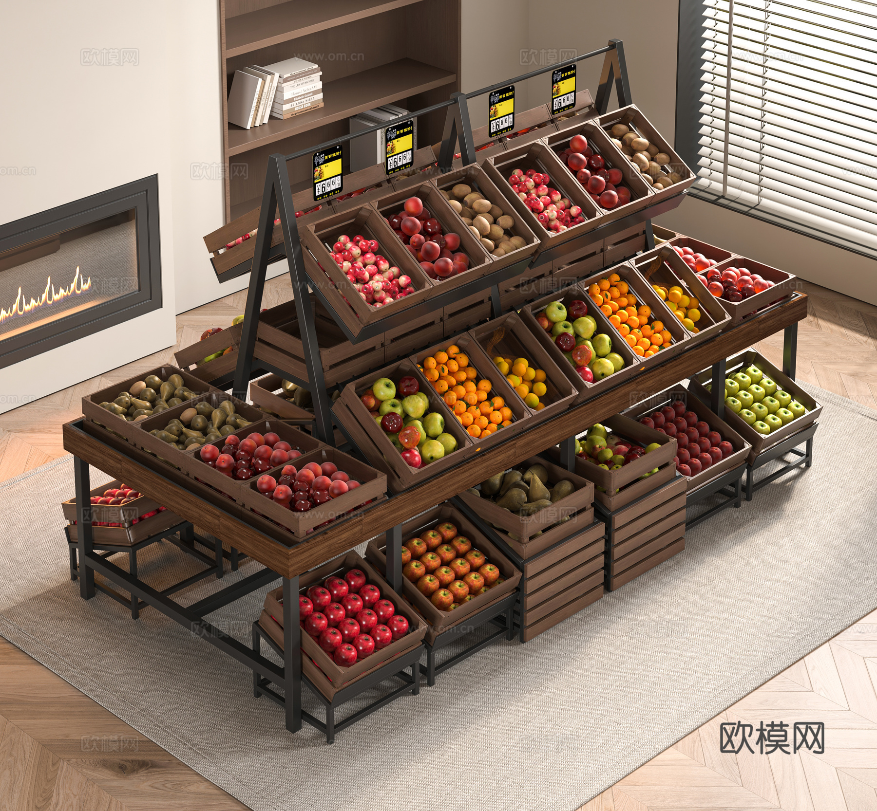 现代生鲜果蔬货架3d模型