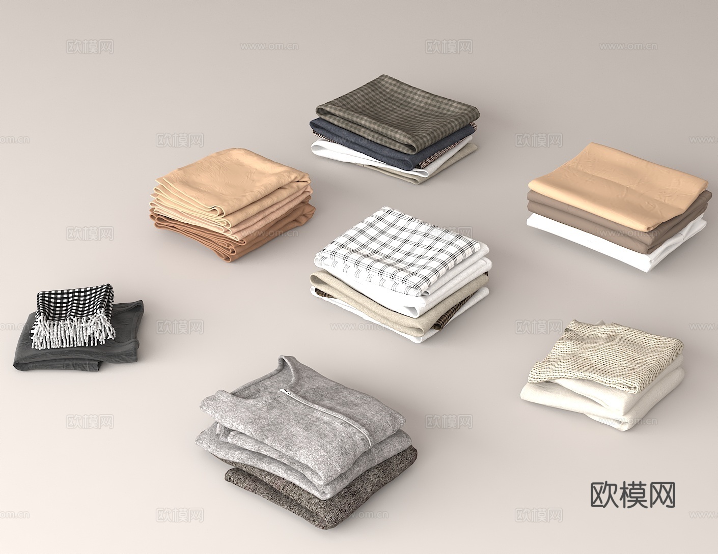 日常穿搭单品 家居收纳  简约色系衣物 服装搭配灵感3d模型