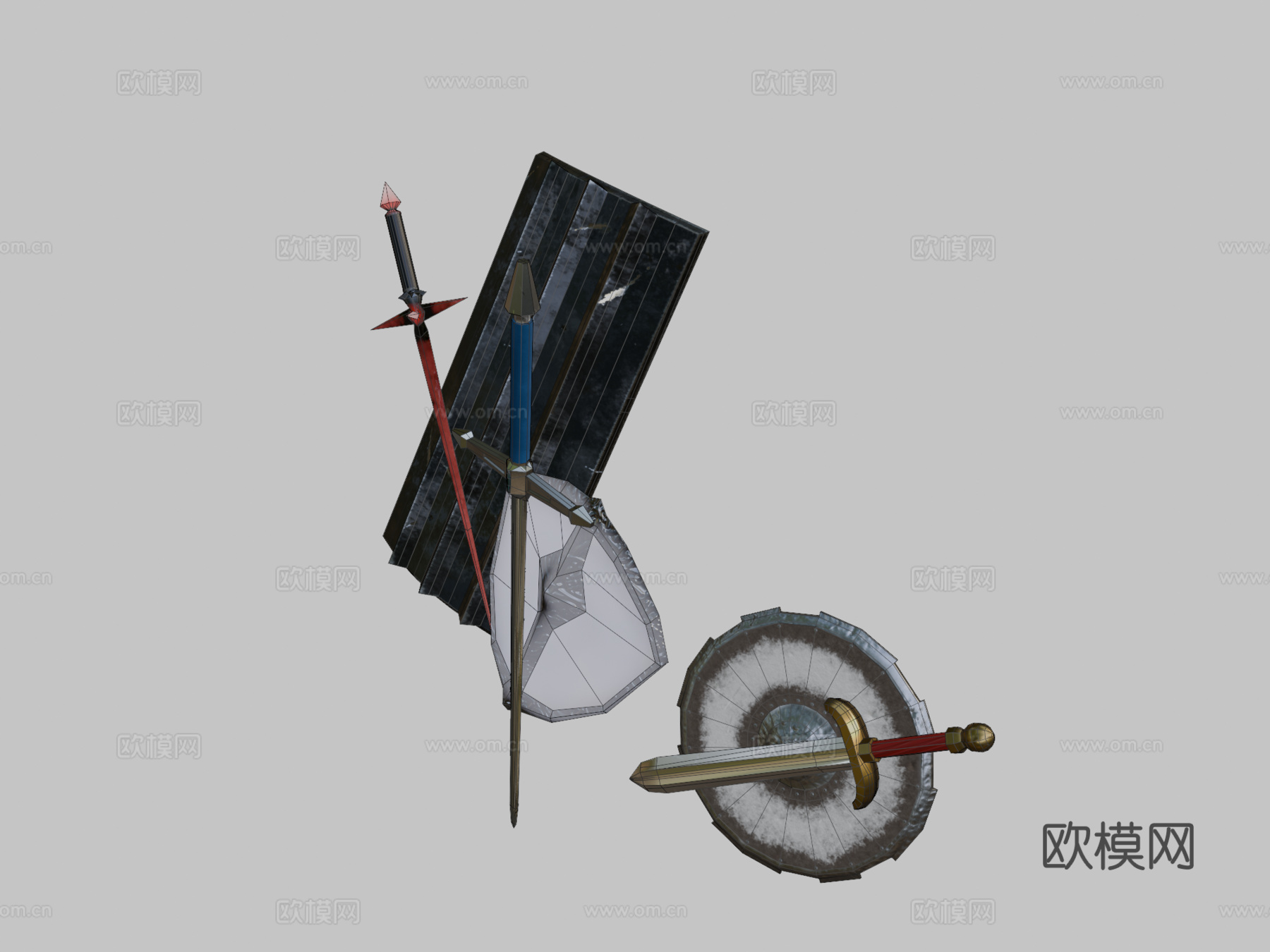 中世纪奇幻武器-6件道具3d模型