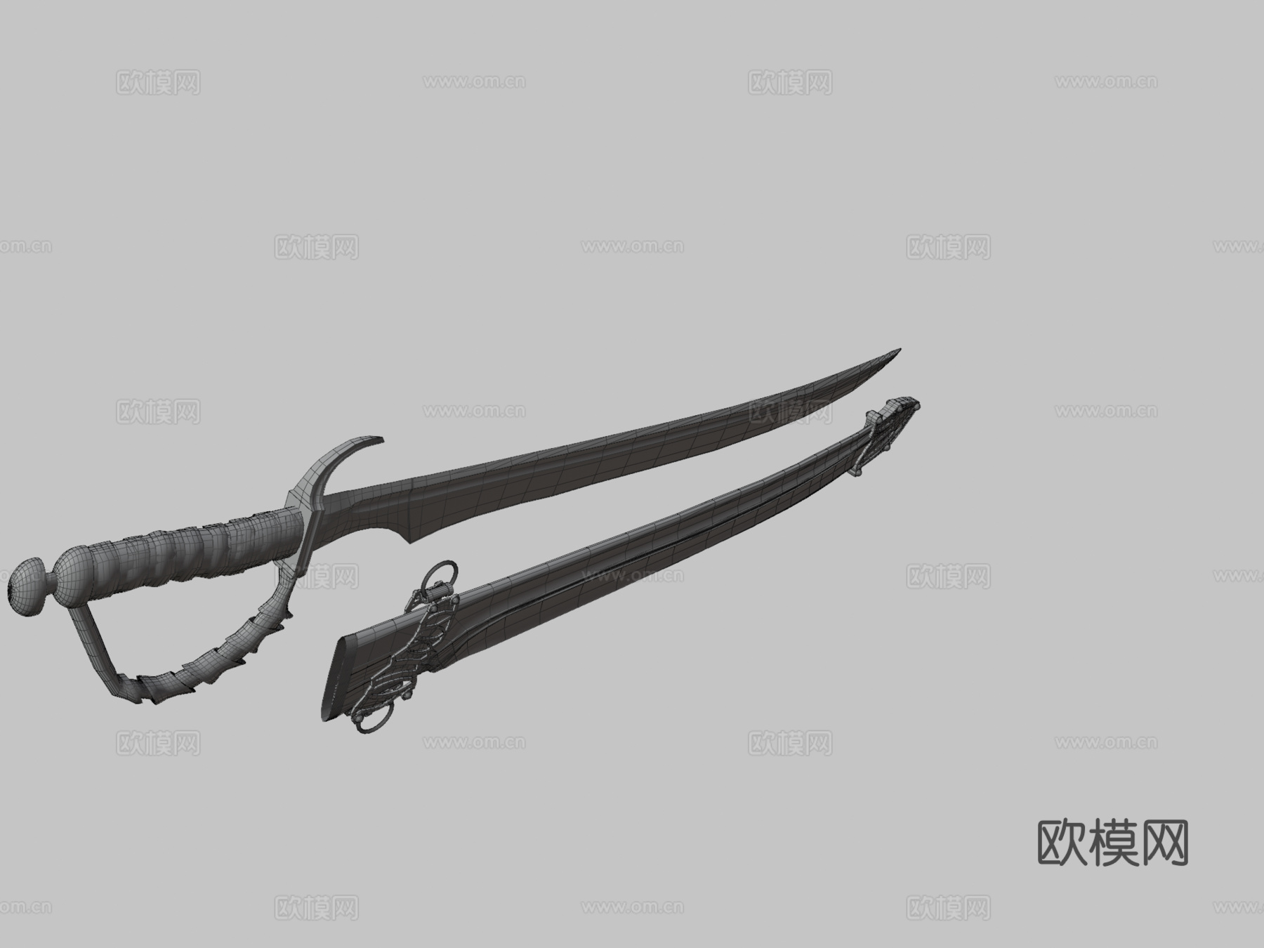 装饰海盗弯刀3d模型