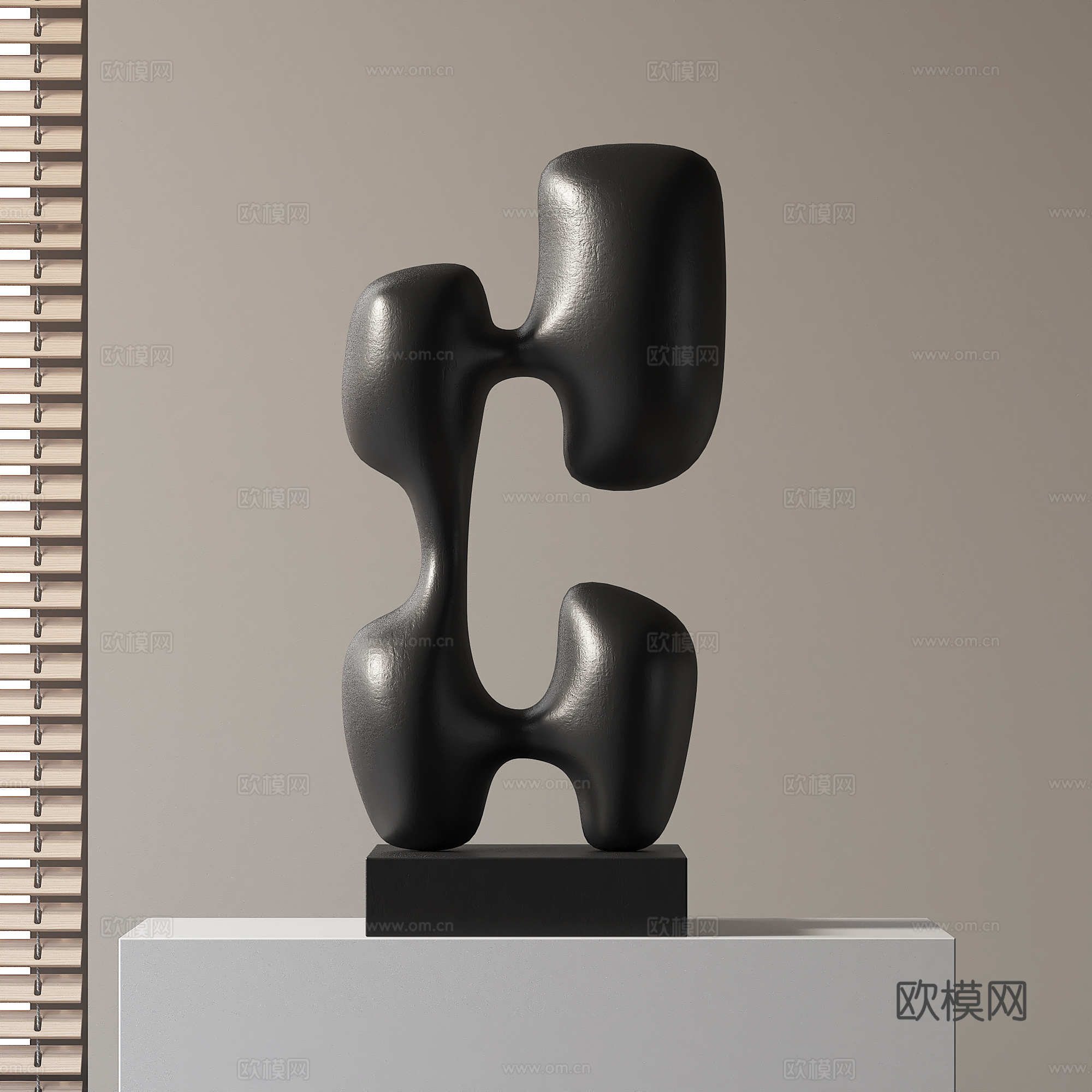 现代抽象深色雕塑3d模型
