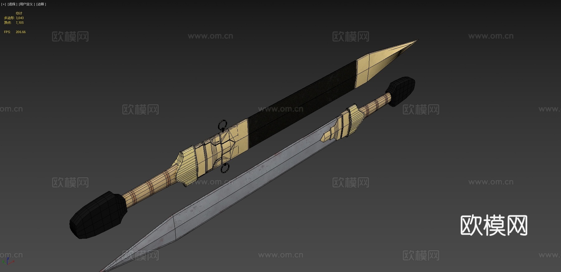 罗马风格剑3d模型
