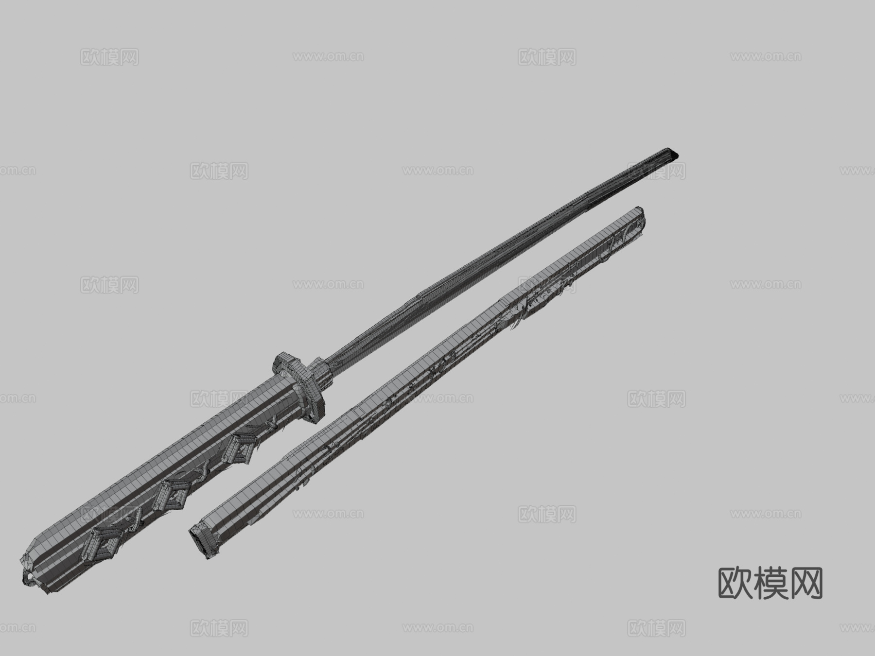 武士刀-羽毛笔3d模型
