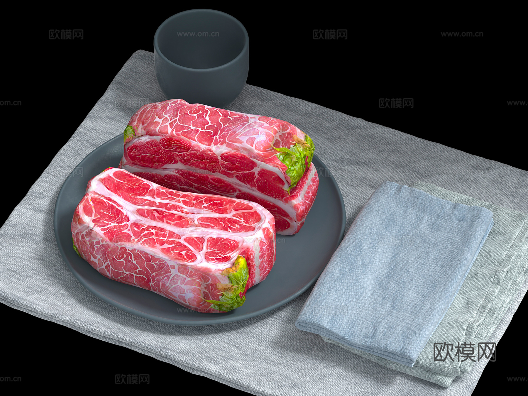 生肉 猪肉 肉块 鲜肉 肥猪肉 肉 牛肉 生肉 猪肉 肉块3d模型