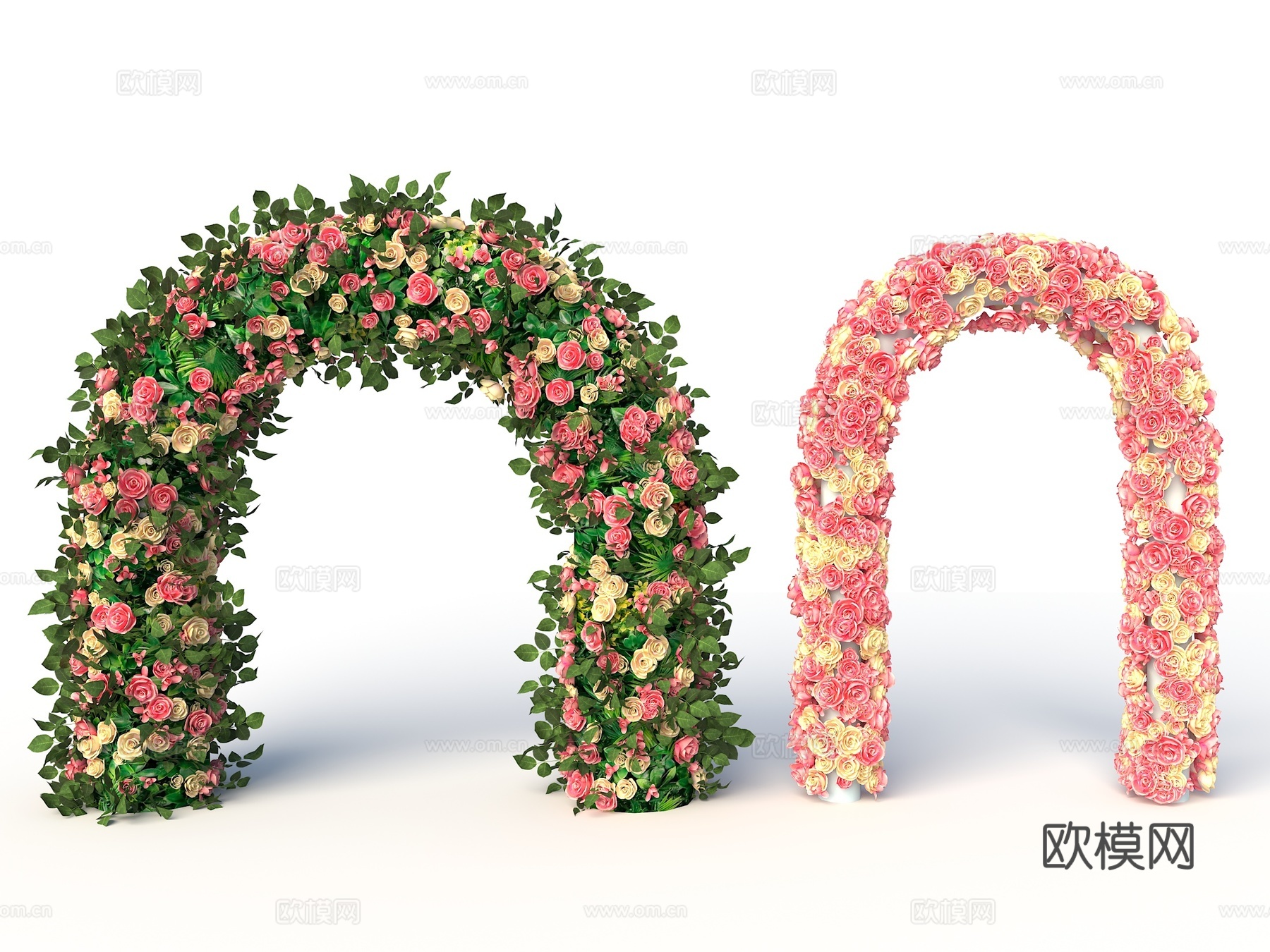 花拱门 绿植拱门 花拱门陈设 鲜花拱门 美陈花环 婚庆美陈su模型