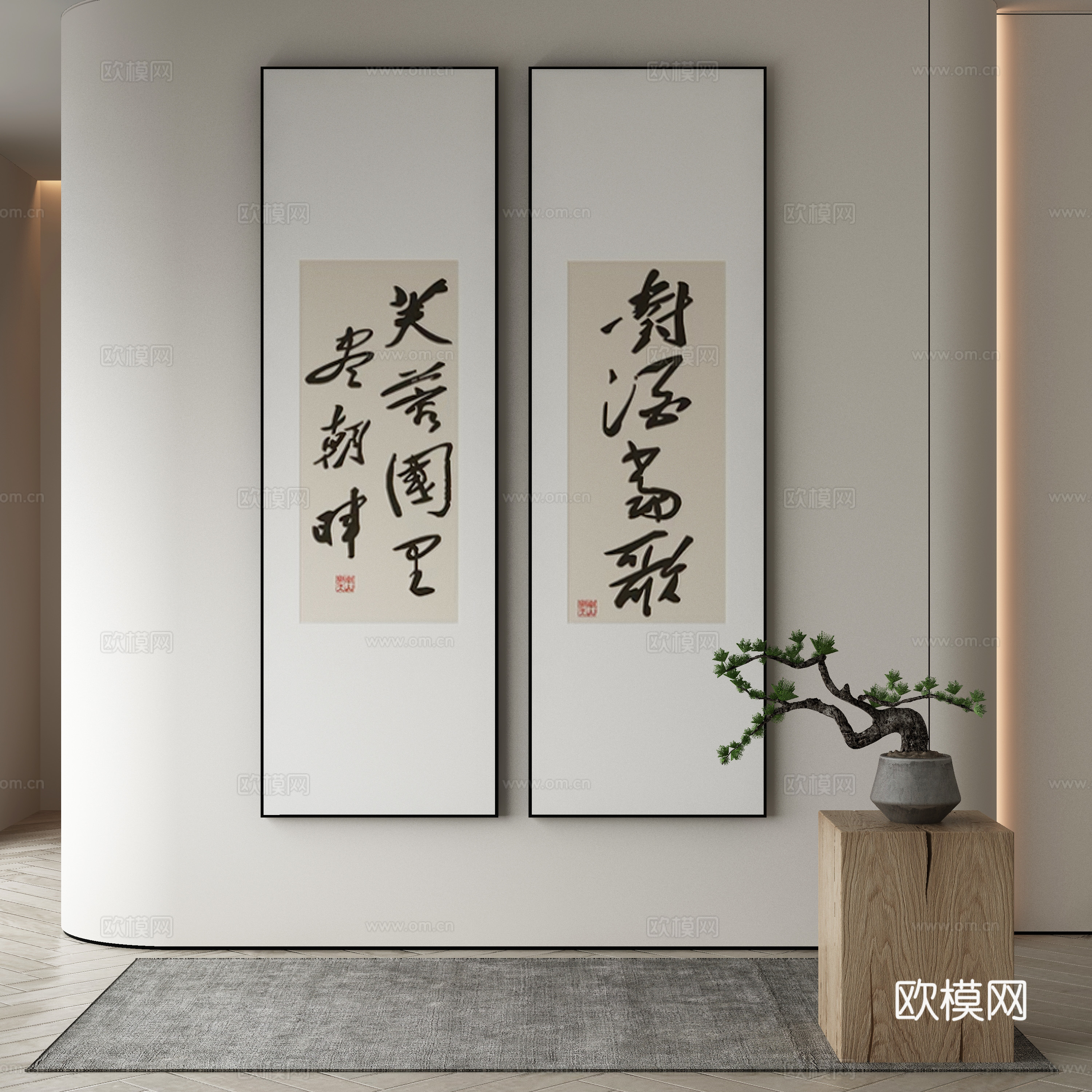 新中式侘寂挂画 油画3d模型