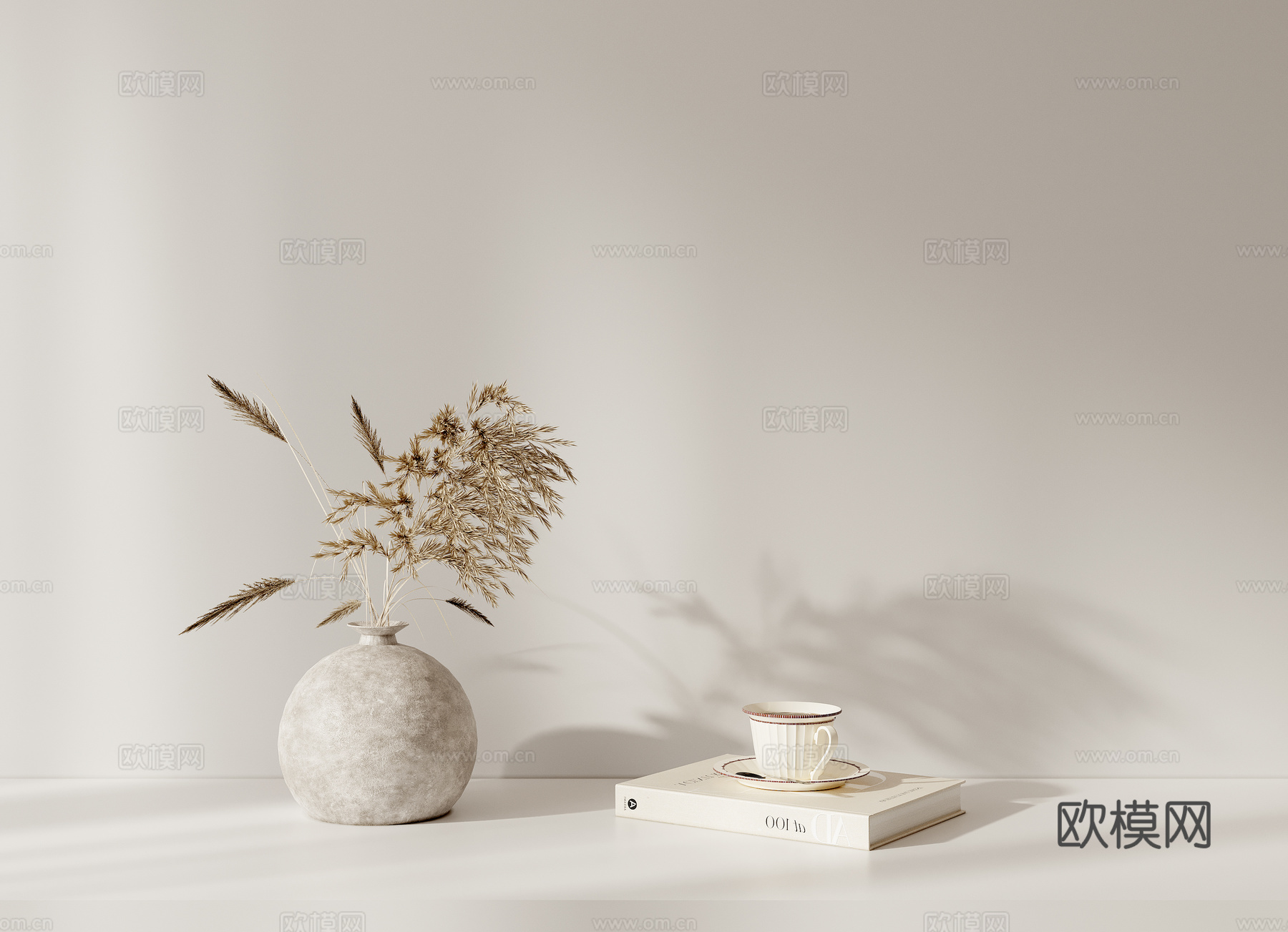 花瓶盆栽书籍摆件su模型