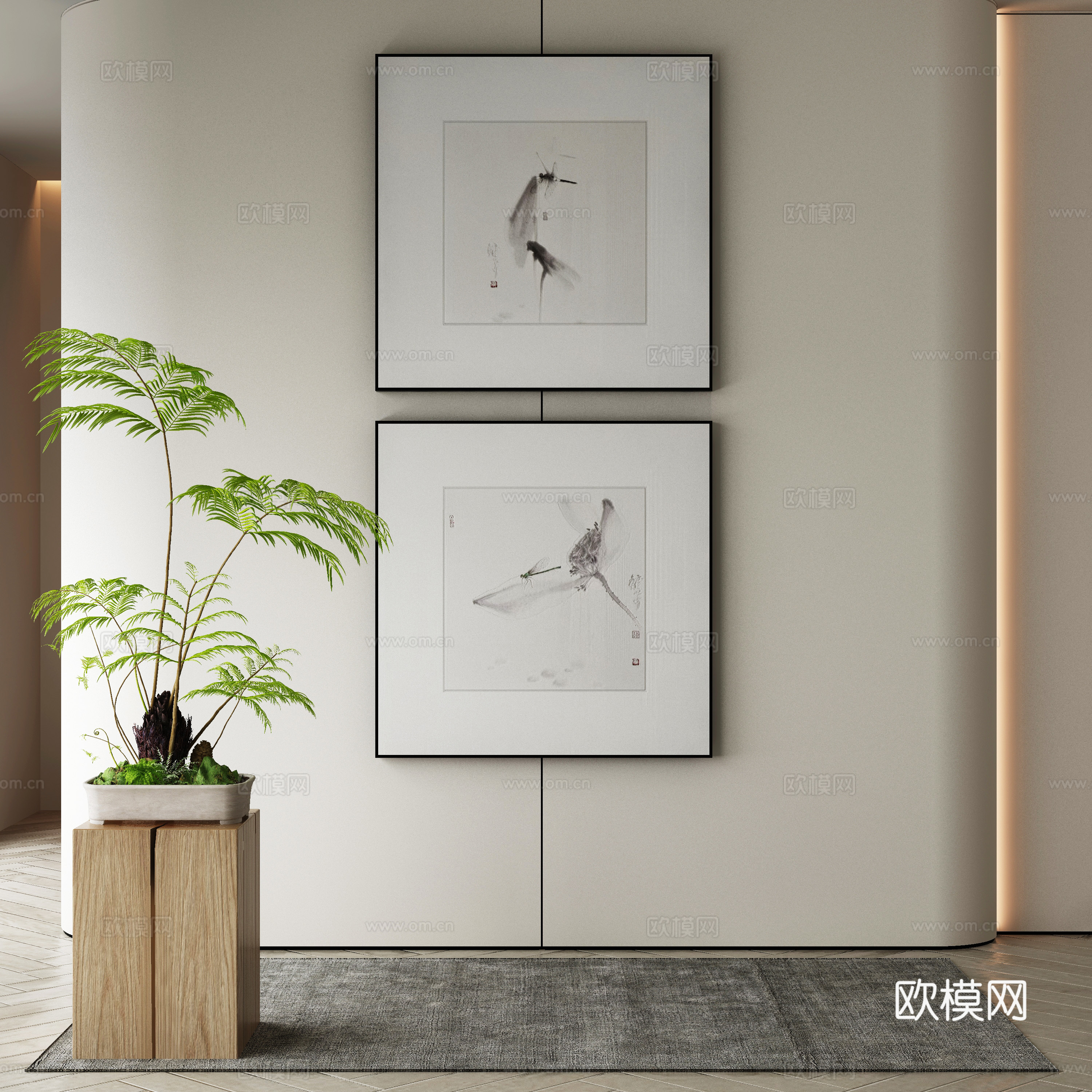 新中式侘寂挂画 油画3d模型