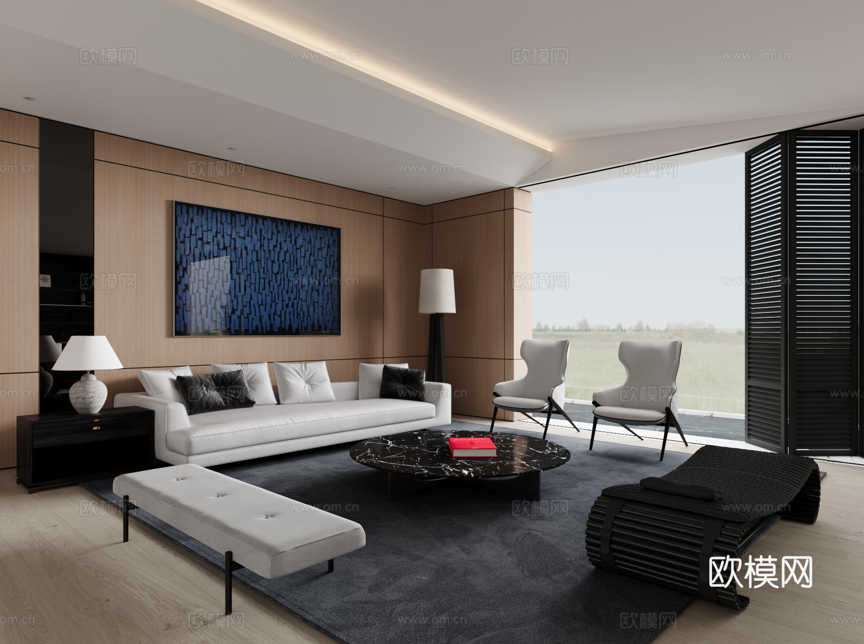 现代意式客厅3d模型