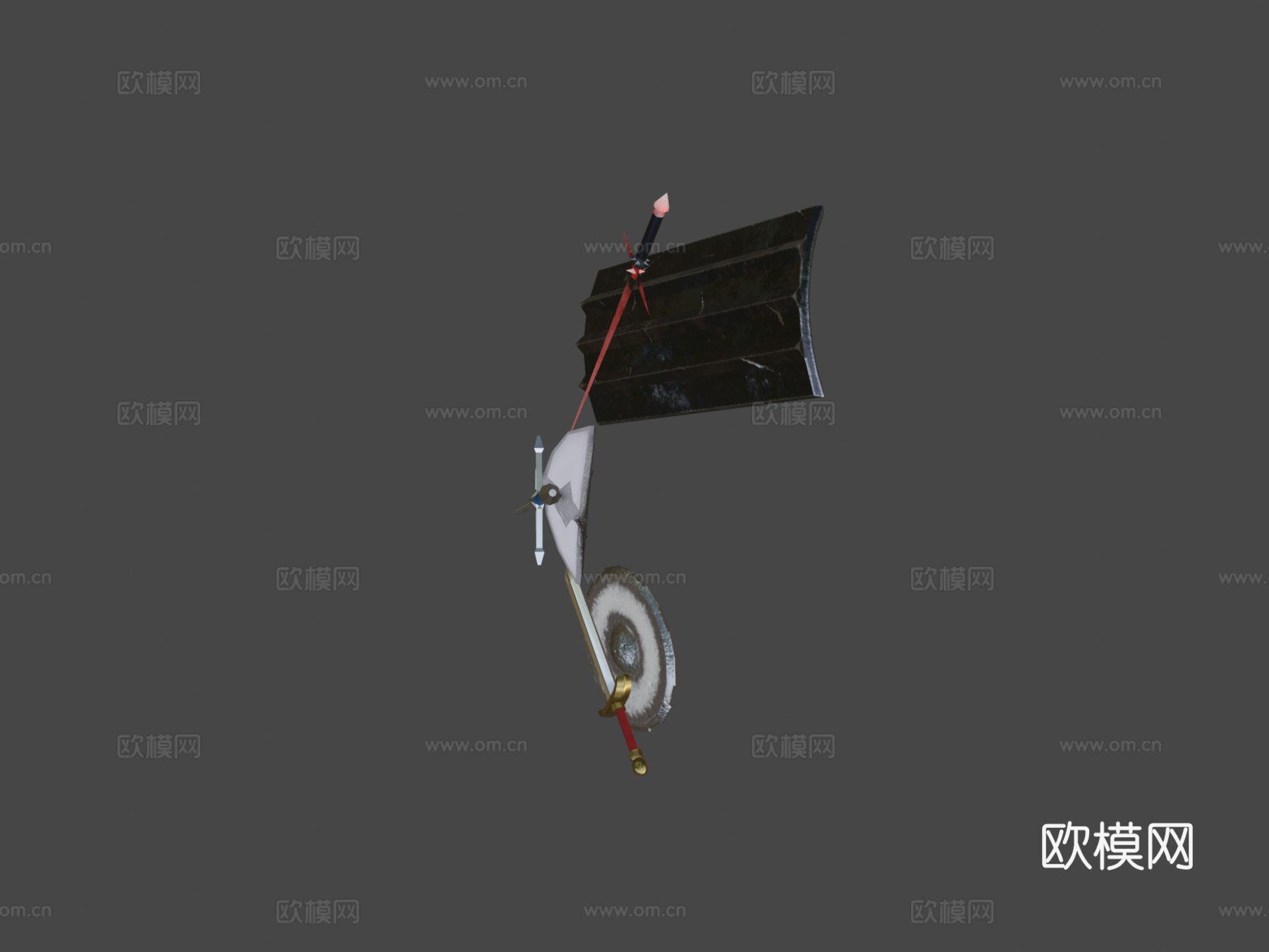 中世纪奇幻武器-6件道具3d模型