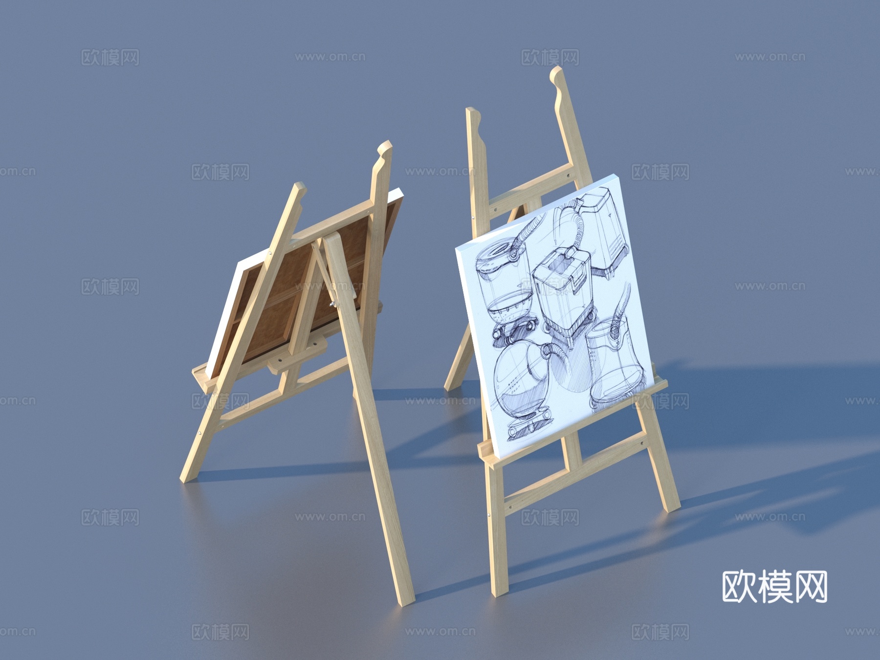画架 画具 画板 美术器材3d模型