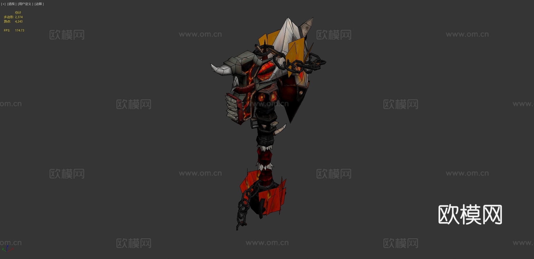 戈尔拉格-碎颅者魔兽武器3d模型